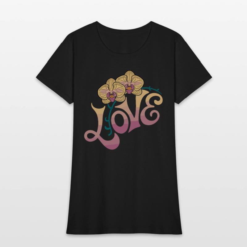 Love Orchids Floral Typography Art with Elegant