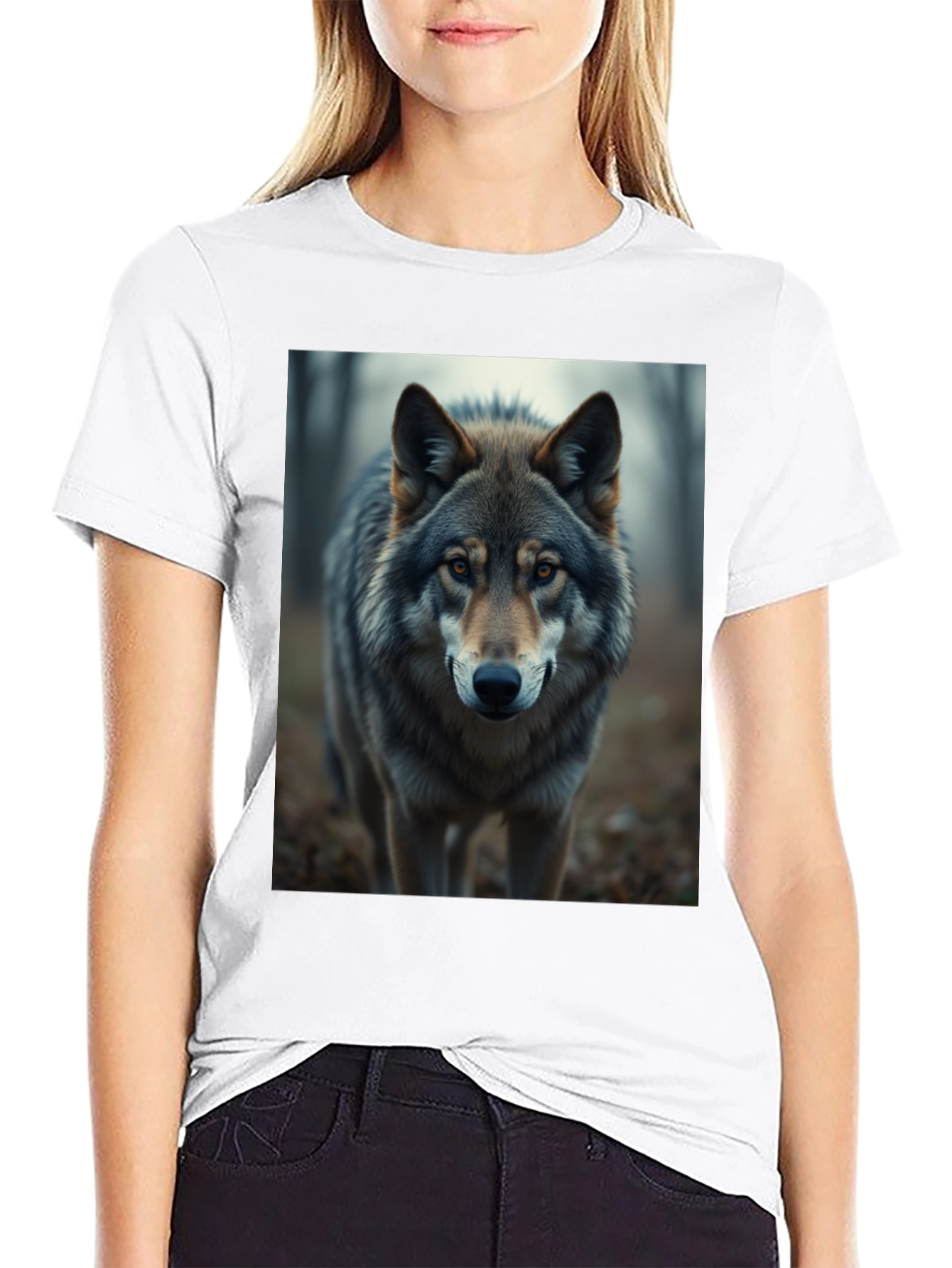 Wolf Graphic Print Black T-Shirt