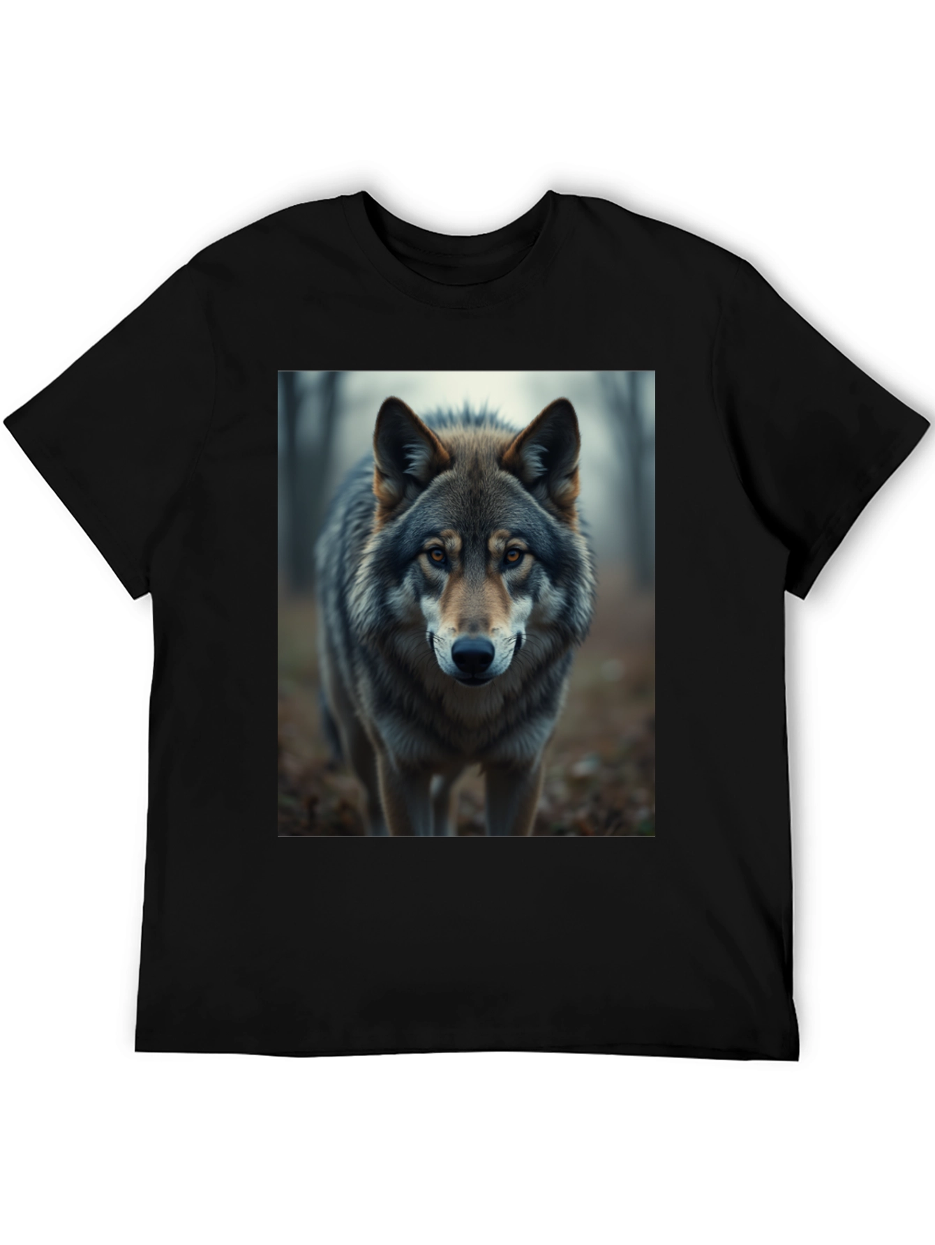 Wolf Graphic Print Black T-Shirt