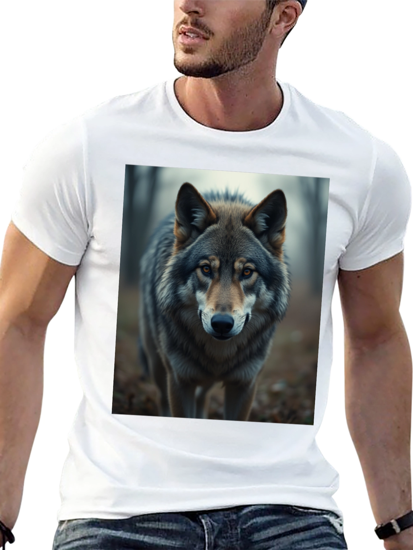 Wolf Graphic Print Black T-Shirt