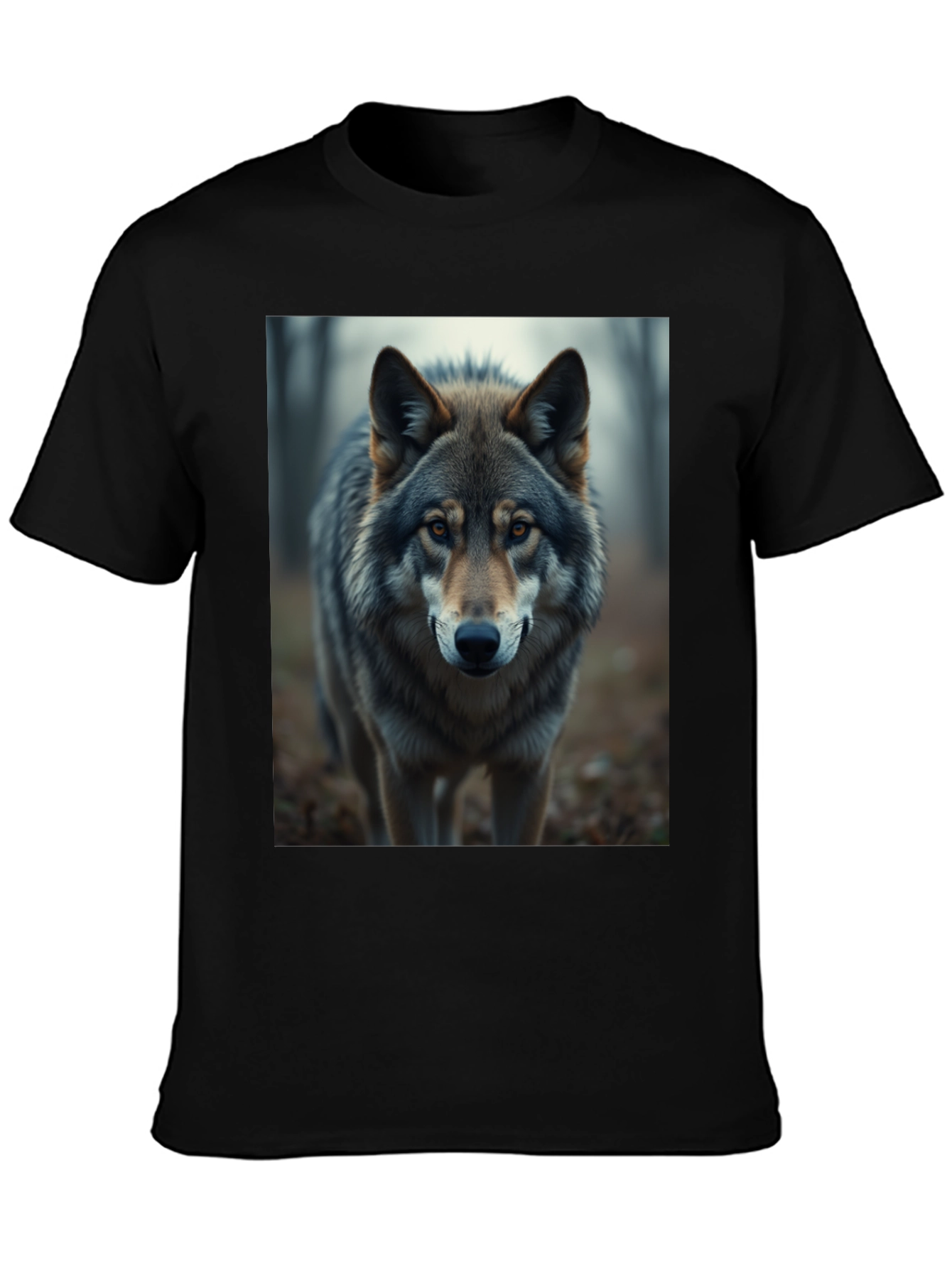 Wolf Graphic Print Black T-Shirt