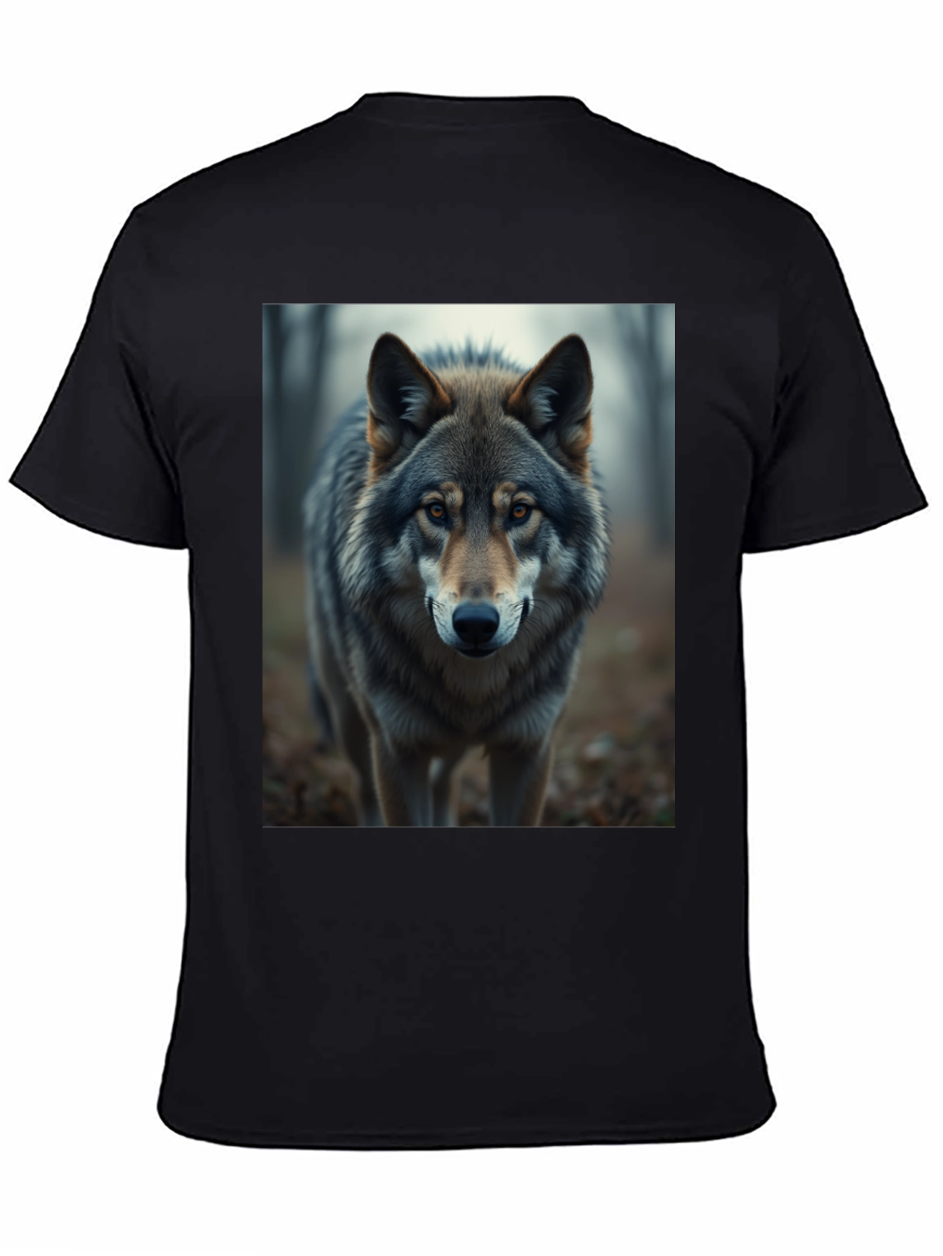 Wolf Graphic Print Black T-Shirt