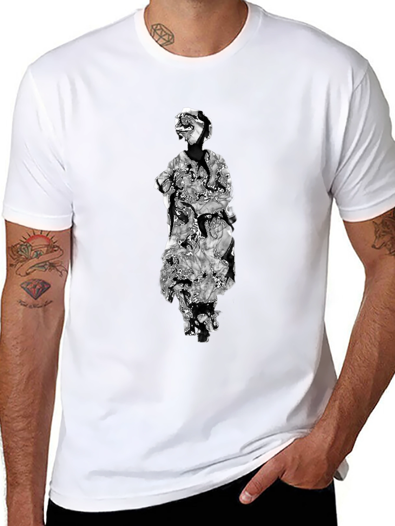 Abstract Figure Graphic Black Tee