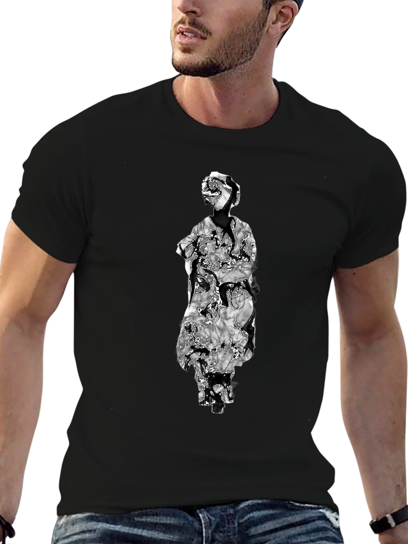 Abstract Figure Graphic Black Tee