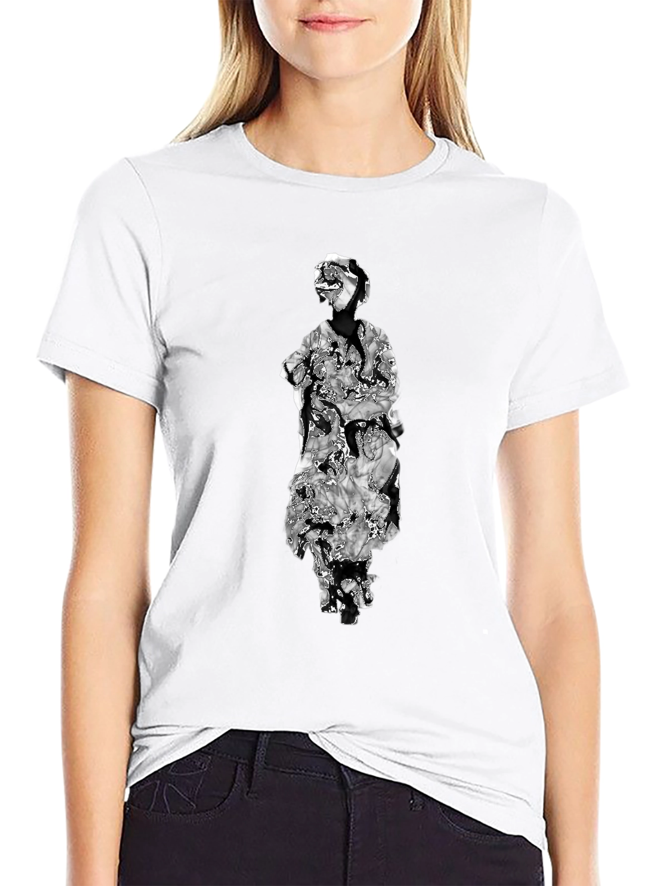 Abstract Figure Graphic Black Tee