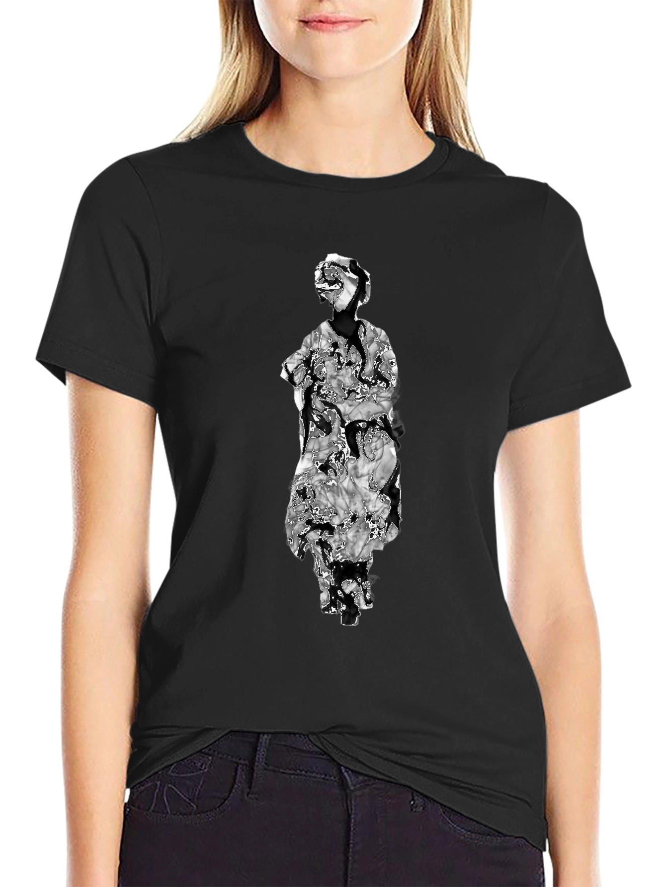 Abstract Figure Graphic Black Tee