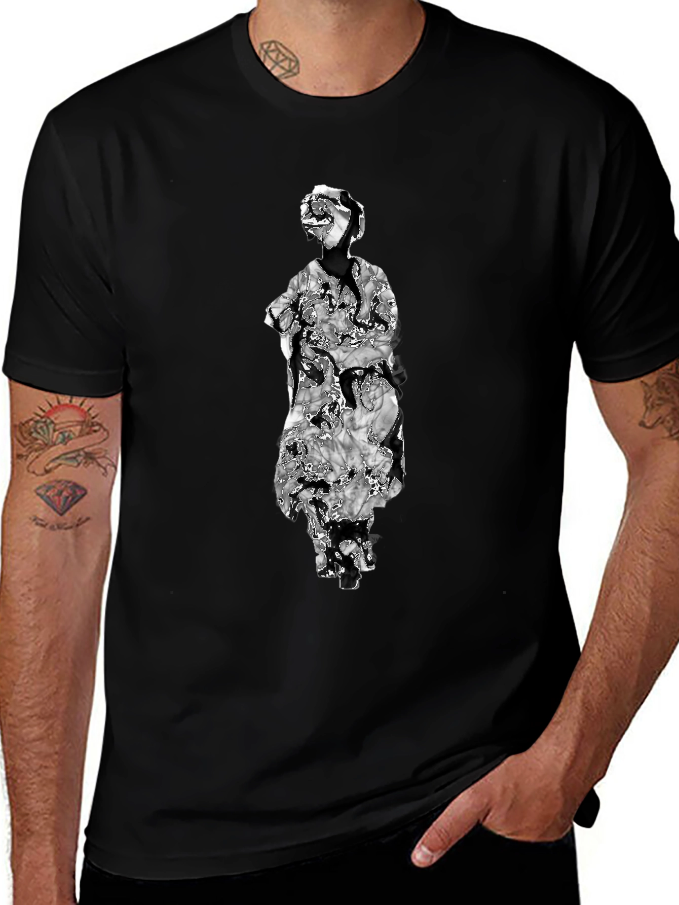 Abstract Figure Graphic Black Tee