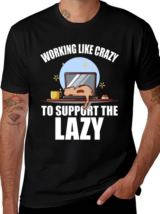 Working Like Crazy Lazy Cat Graphic Tee