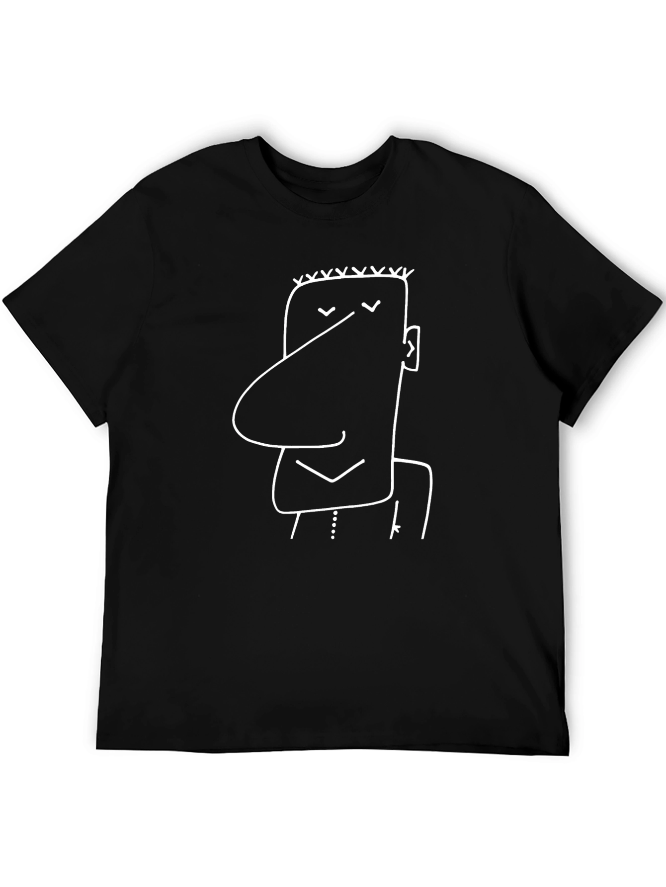 Whimsical Face Graphic Tee - Casual Black T-Shirt