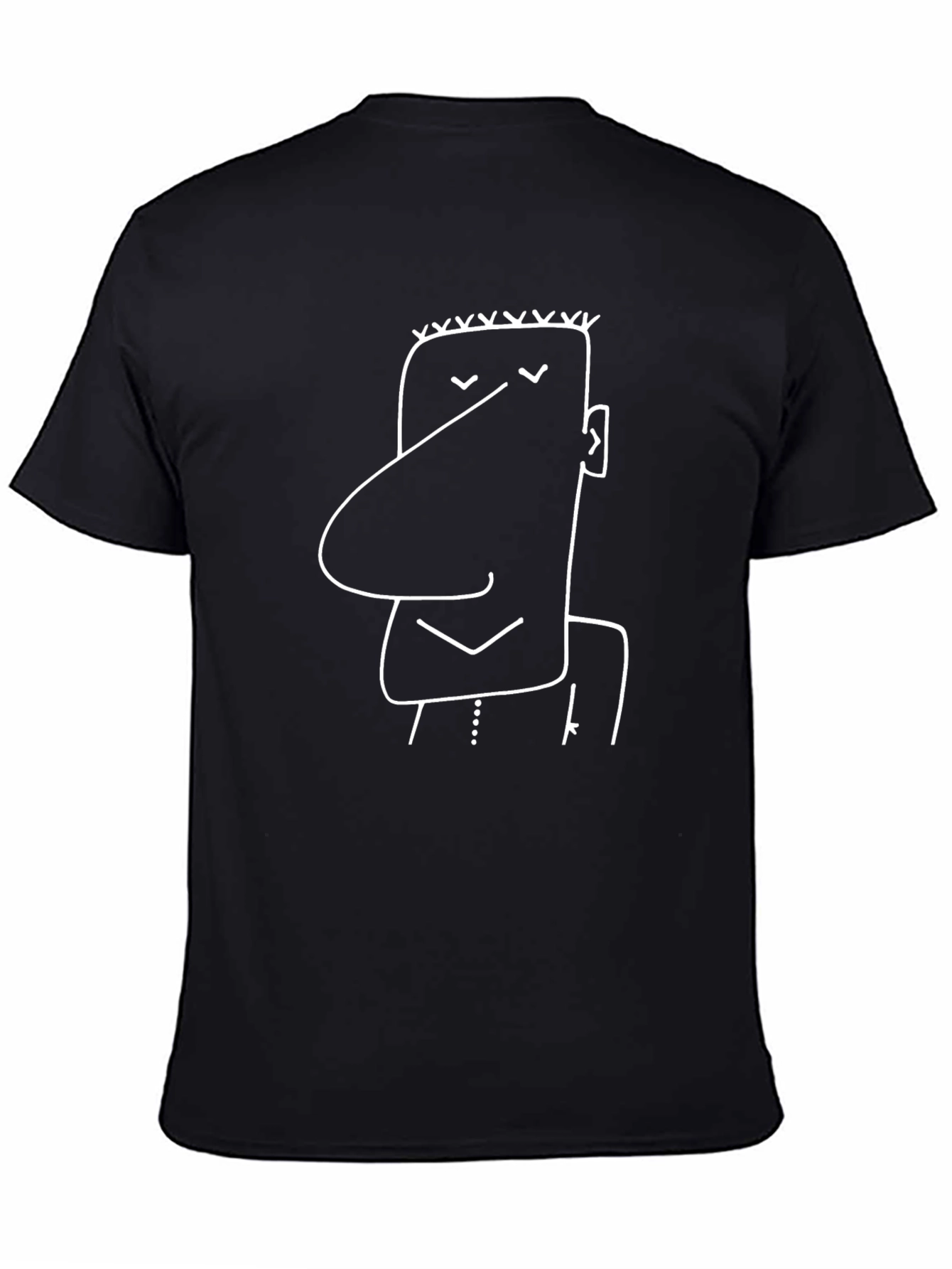 Whimsical Face Graphic Tee - Casual Black T-Shirt