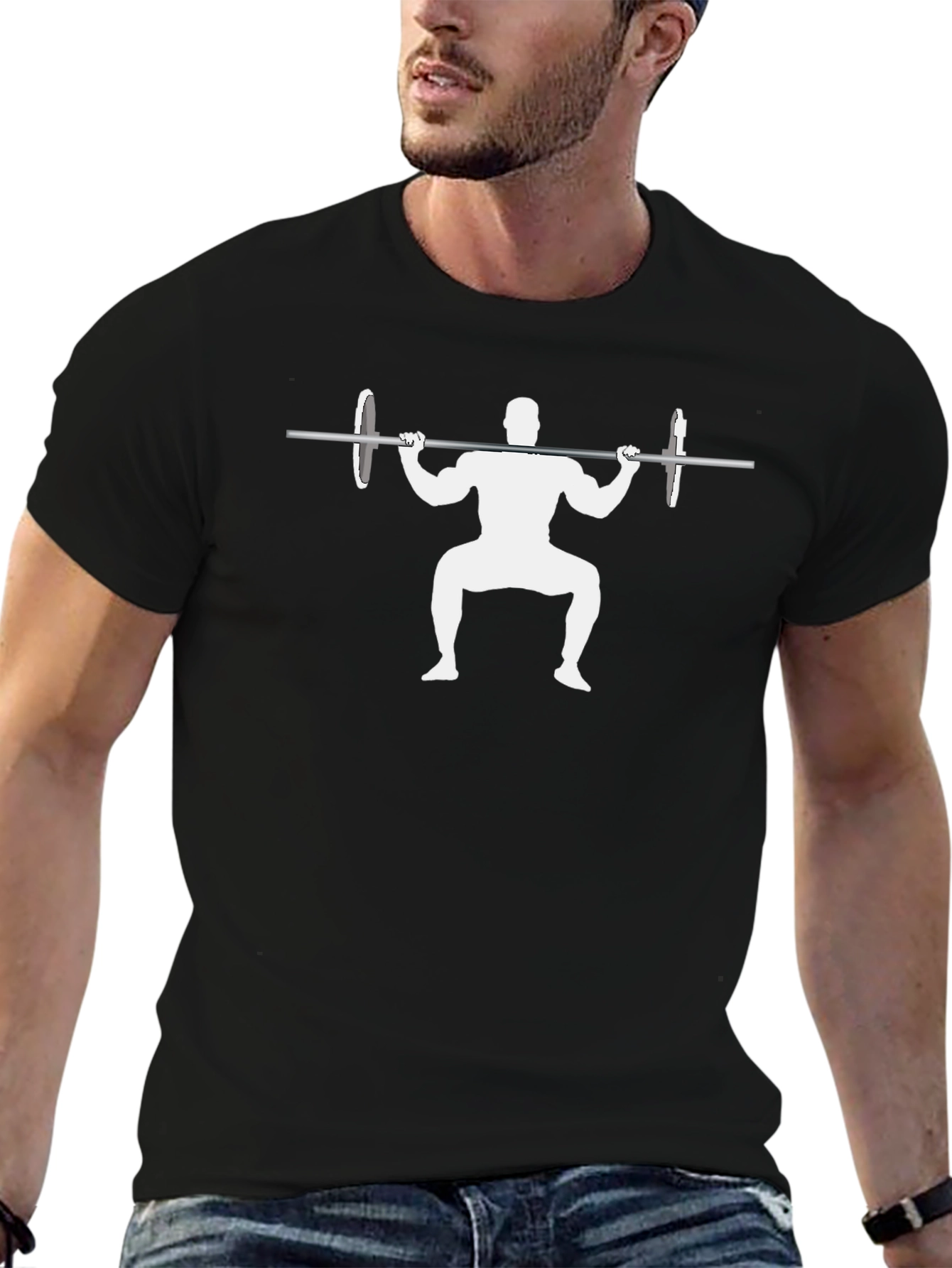 Weightlifting Squat Graphic T-Shirt - Black