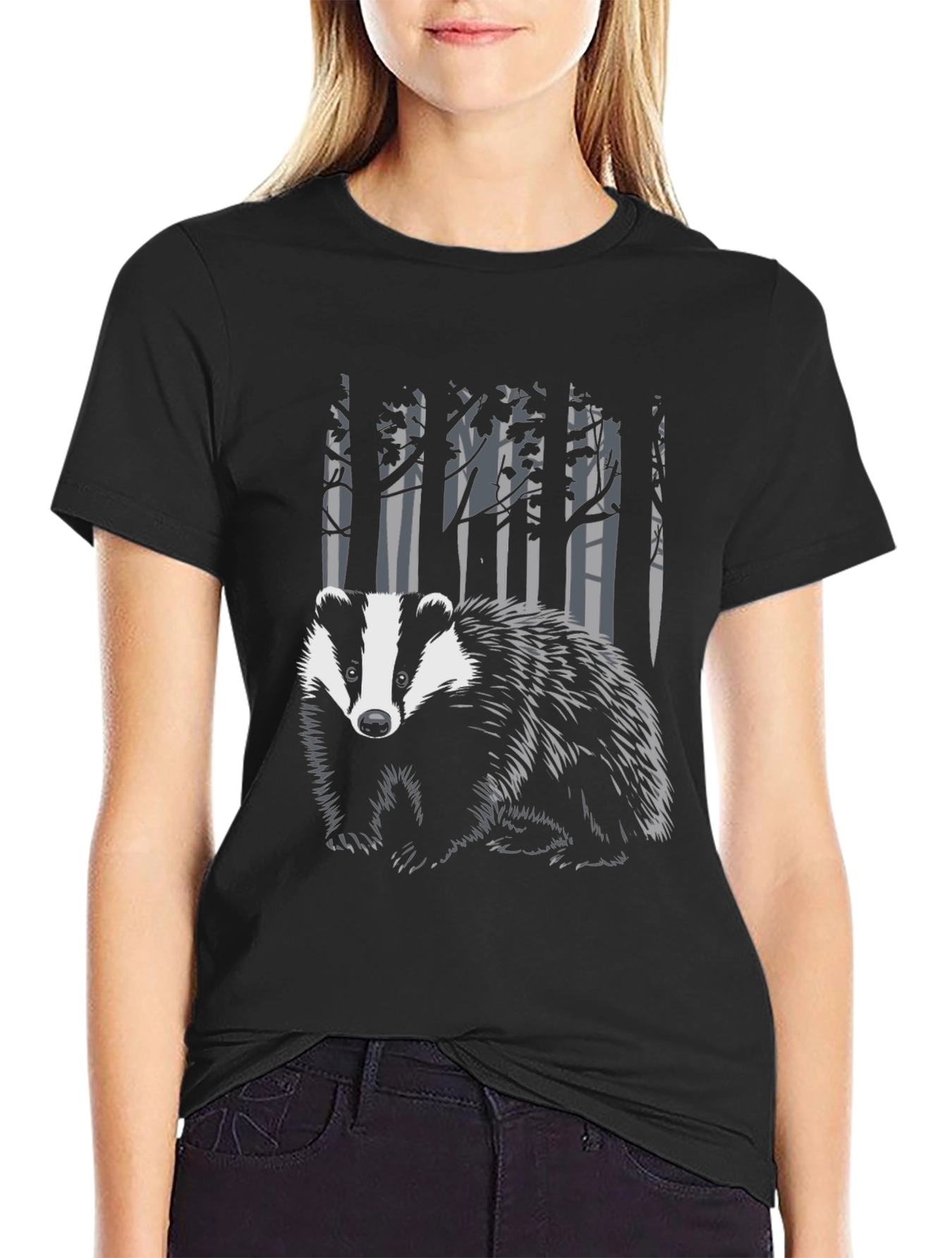 Badger in the Woods Graphic Tee - Black