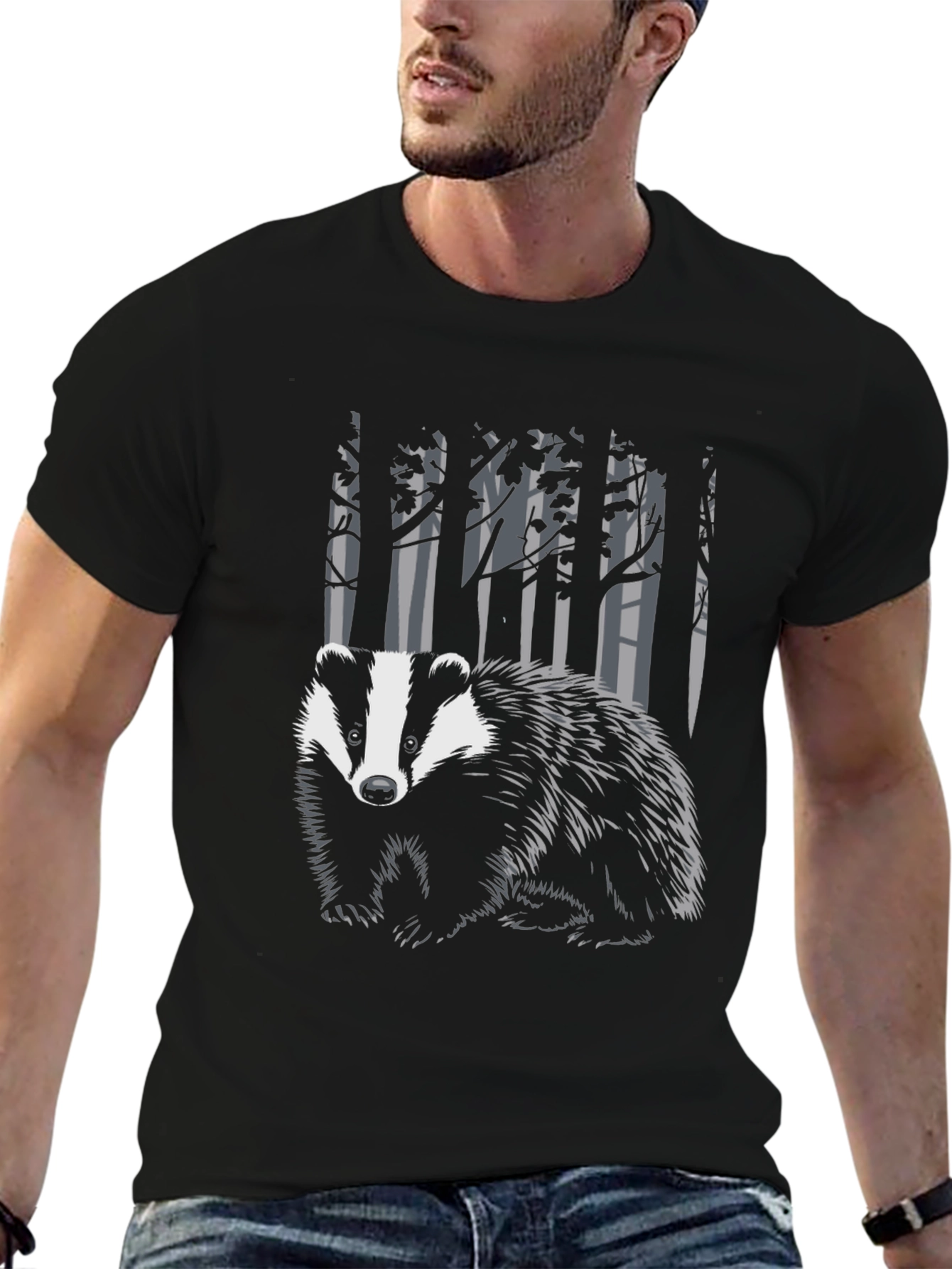 Badger in the Woods Graphic Tee - Black