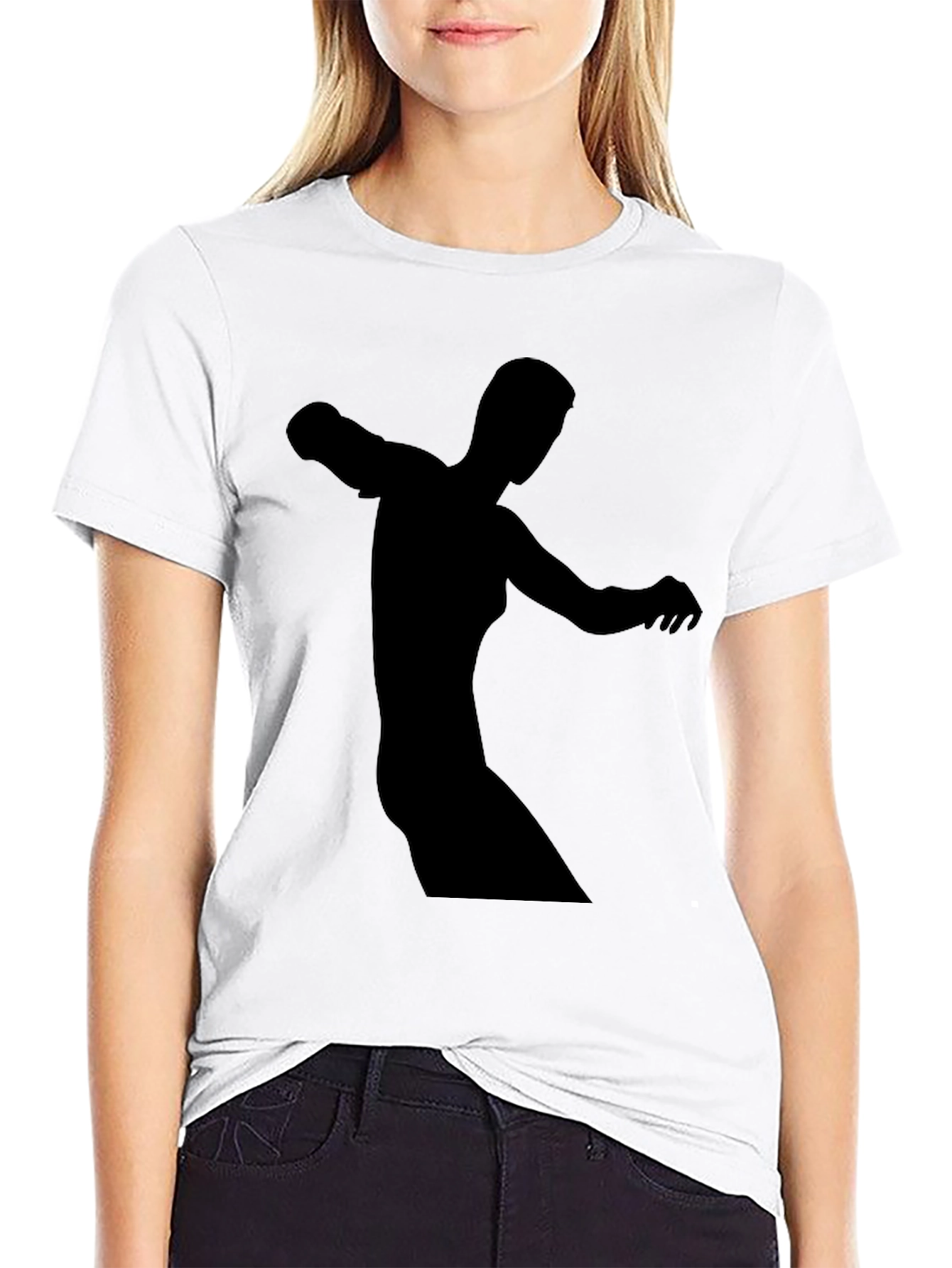 Black Tee with Abstract Figure Print
