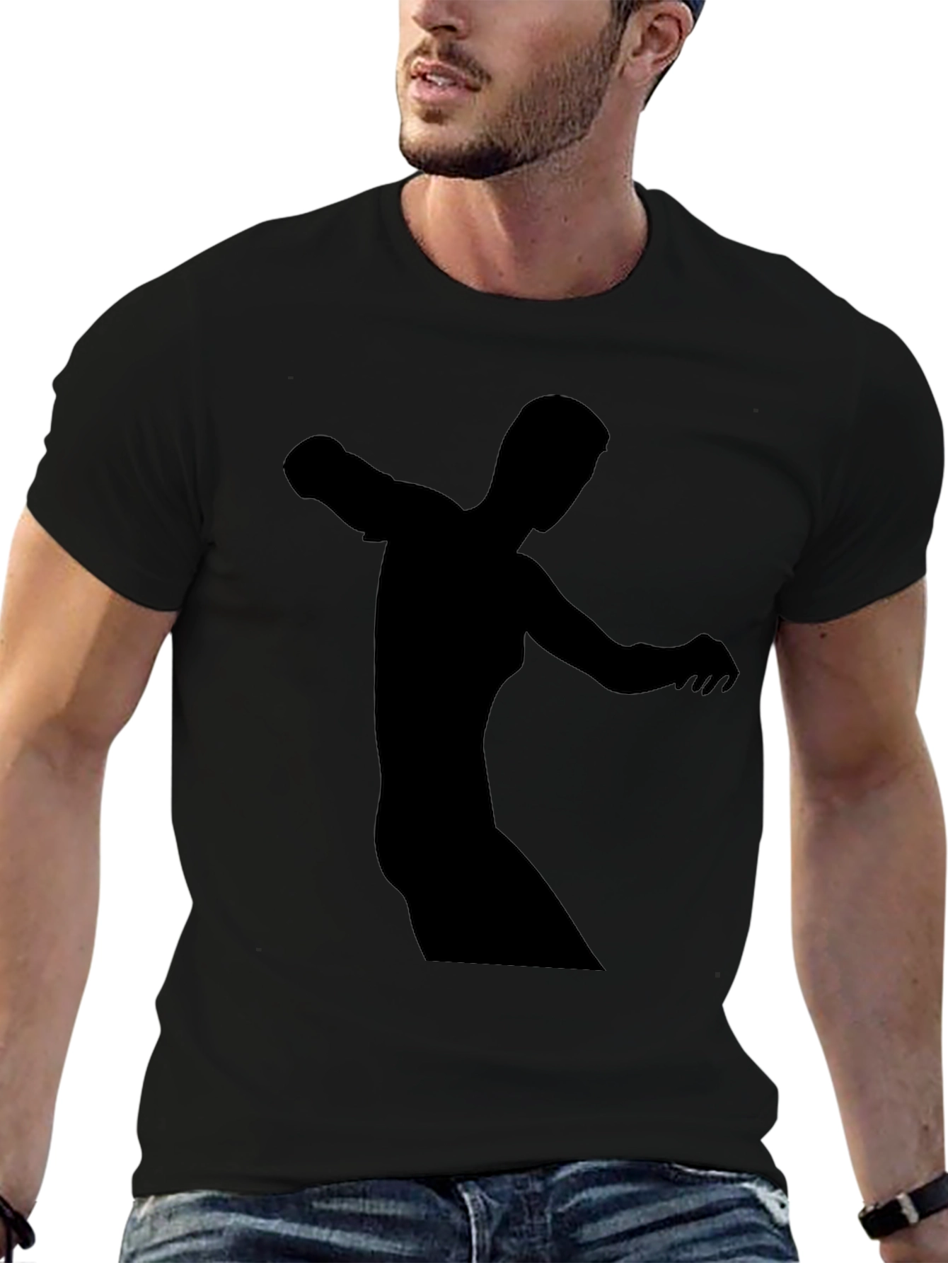 Black Tee with Abstract Figure Print