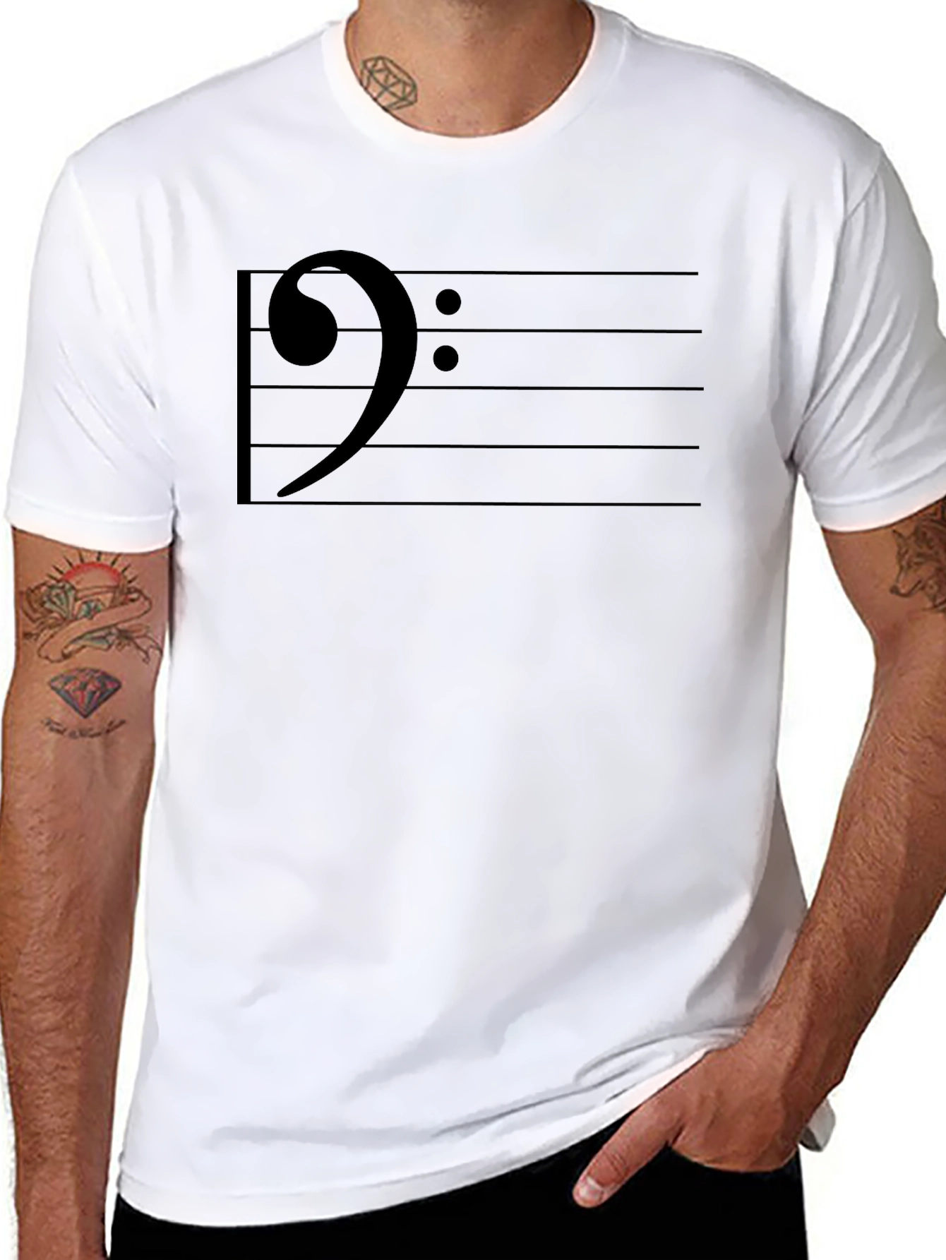 Bass Clef Music T-Shirt - Musical Note Graphic Tee