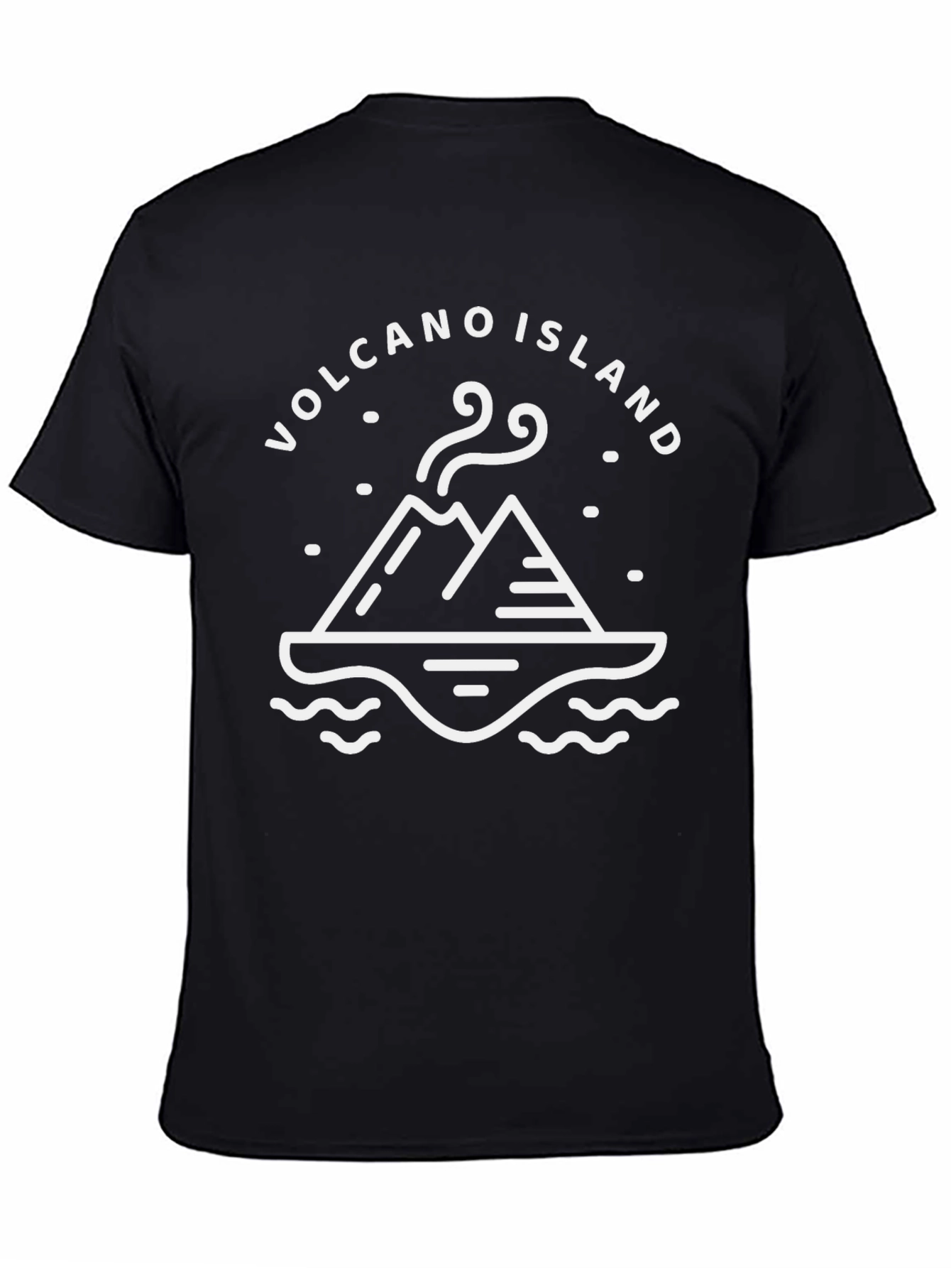 Volcano Island Graphic Tee - Black Cotton T-Shirt