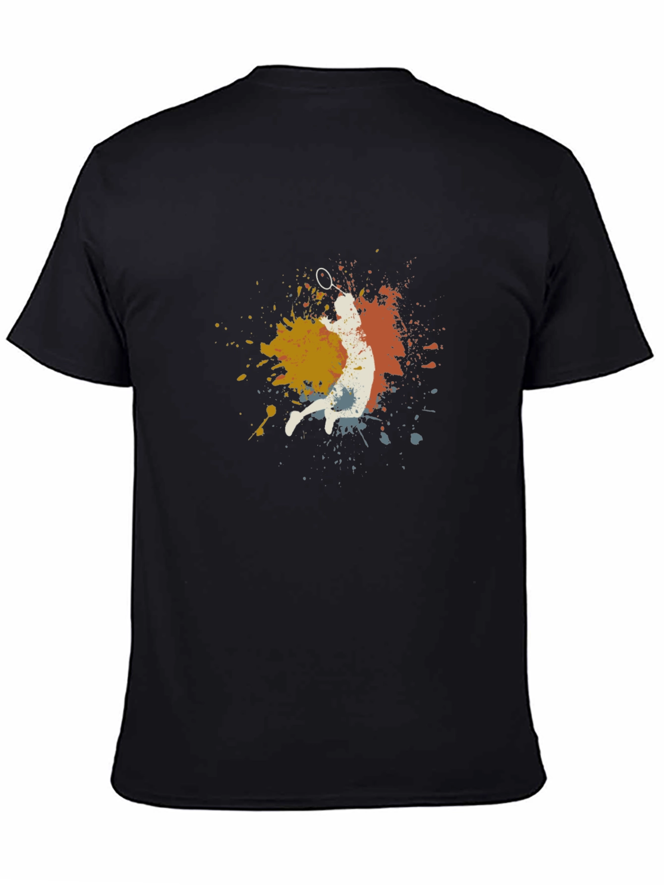 Badminton Player Graphic Tee - Black Cotton Blend T-Shirt