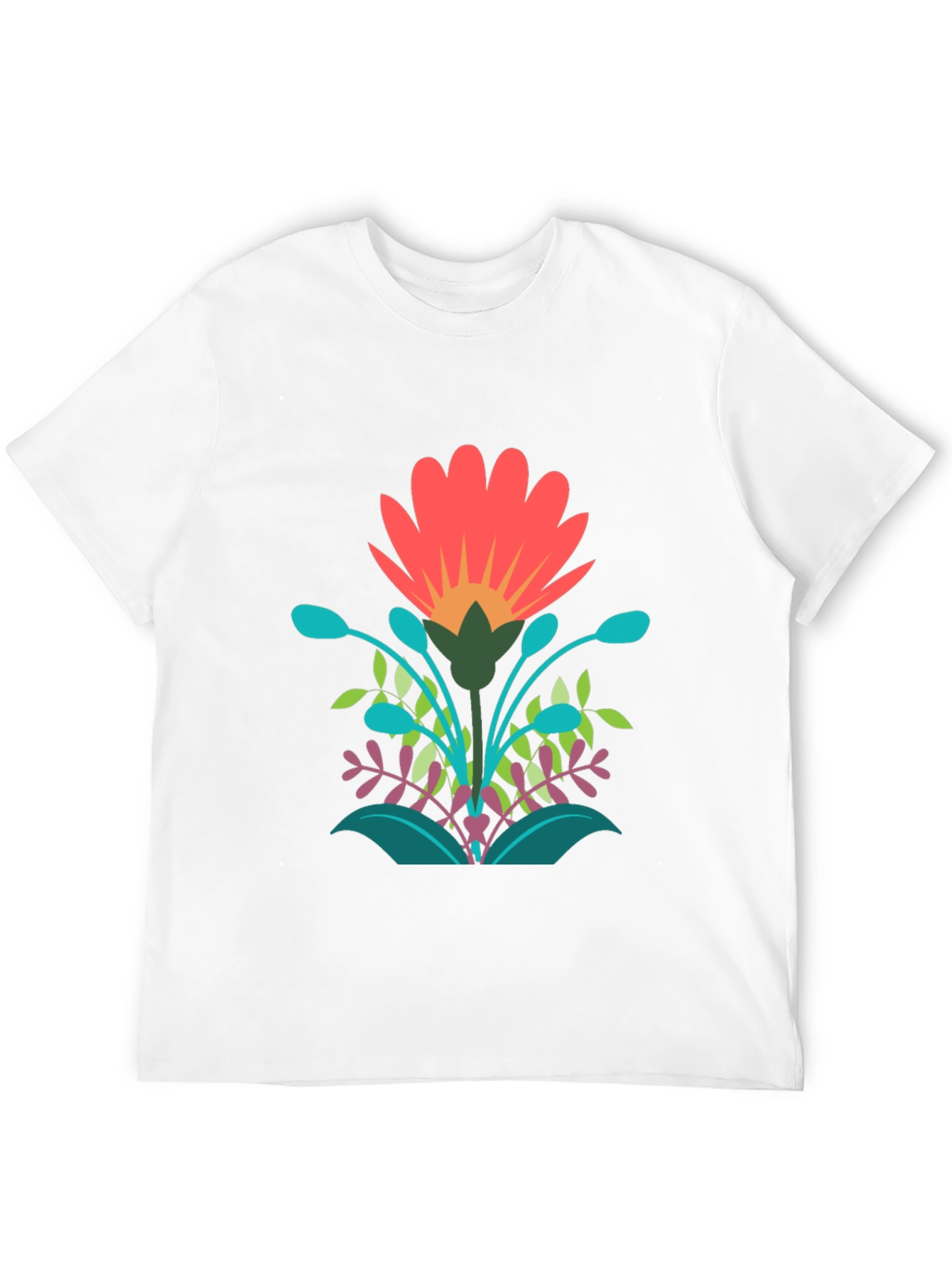 Vibrant Floral Graphic Print Black T-Shirt
