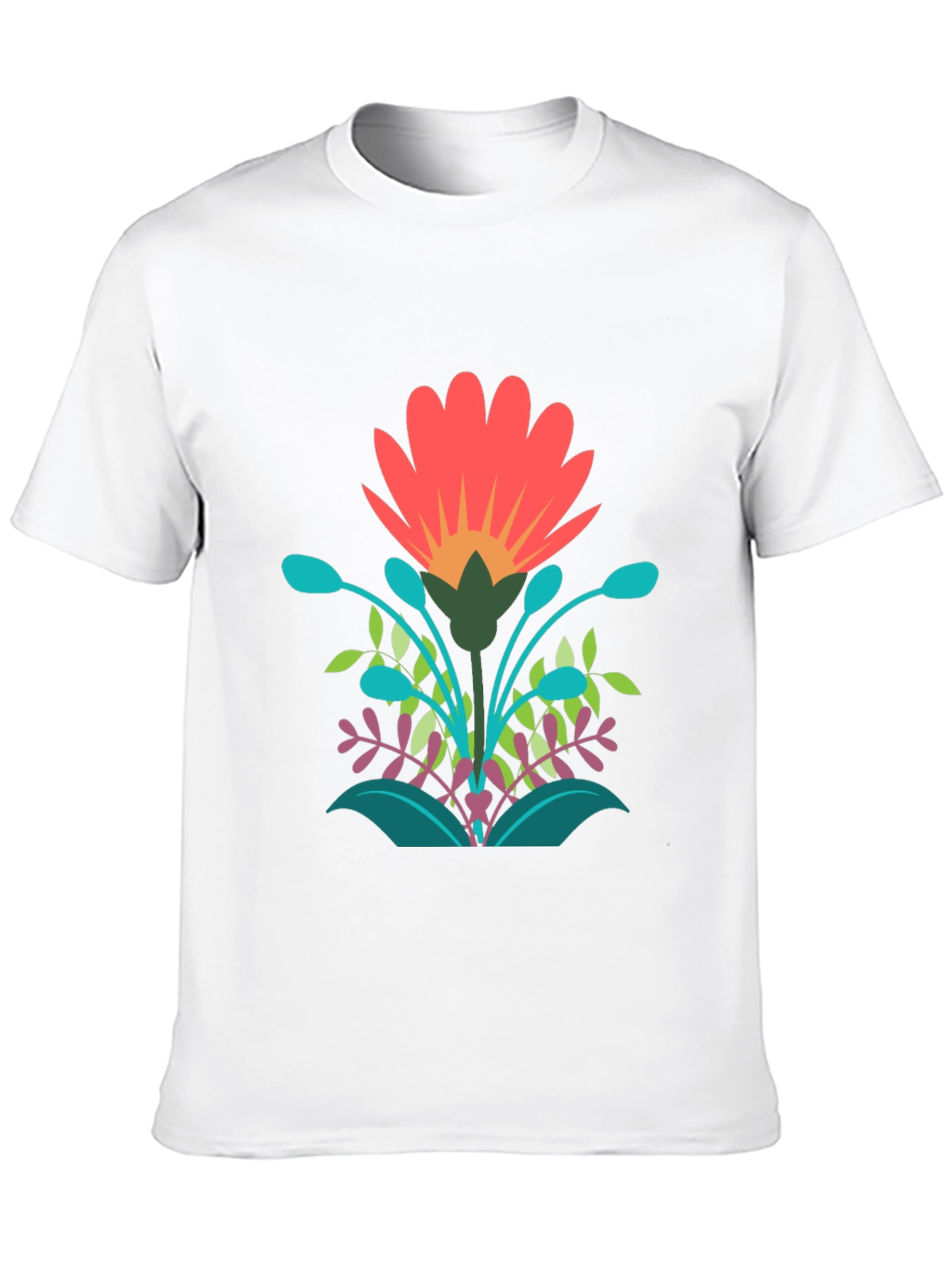 Vibrant Floral Graphic Print Black T-Shirt