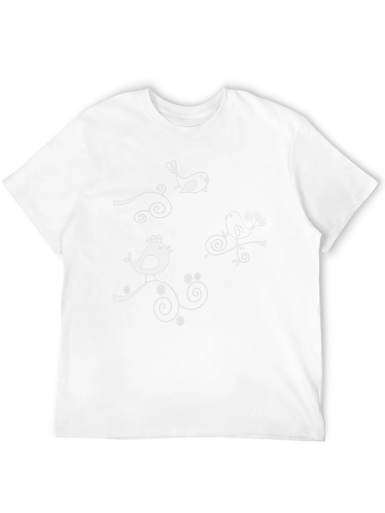 Whimsical Bird Tee - Black Cotton Graphic T-Shirt