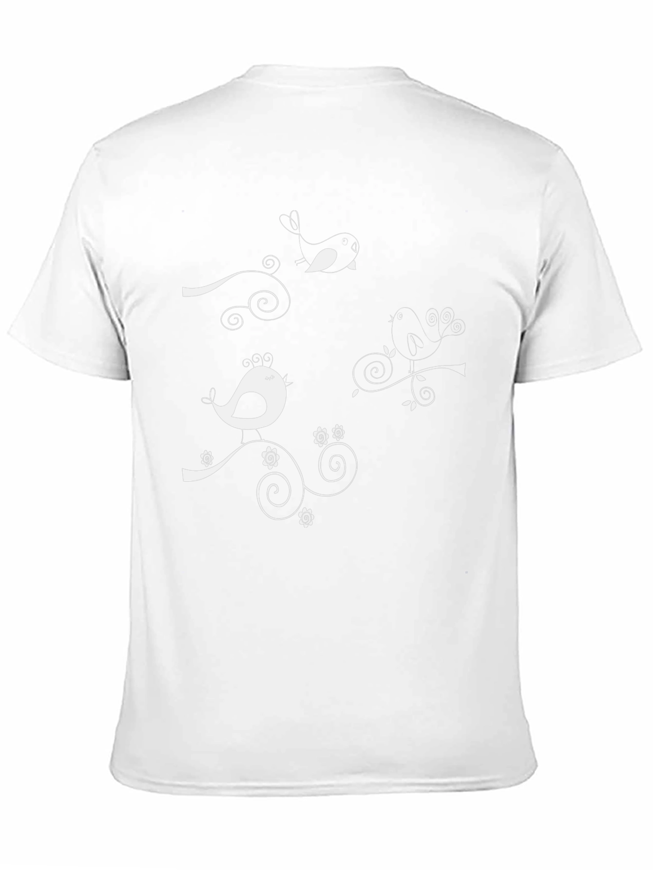 Whimsical Bird Tee - Black Cotton Graphic T-Shirt