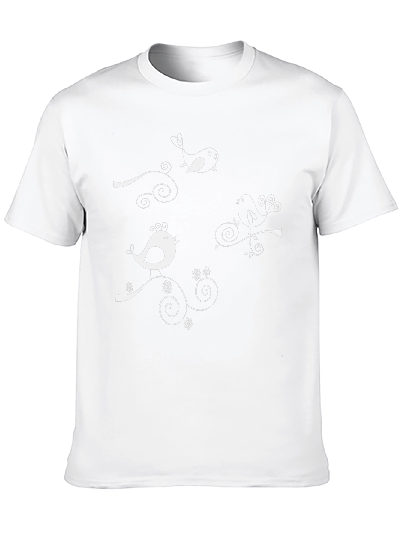 Whimsical Bird Tee - Black Cotton Graphic T-Shirt