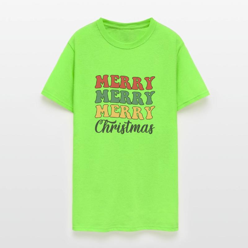 Merry Merry Merry Christmas Retro Colorful Design