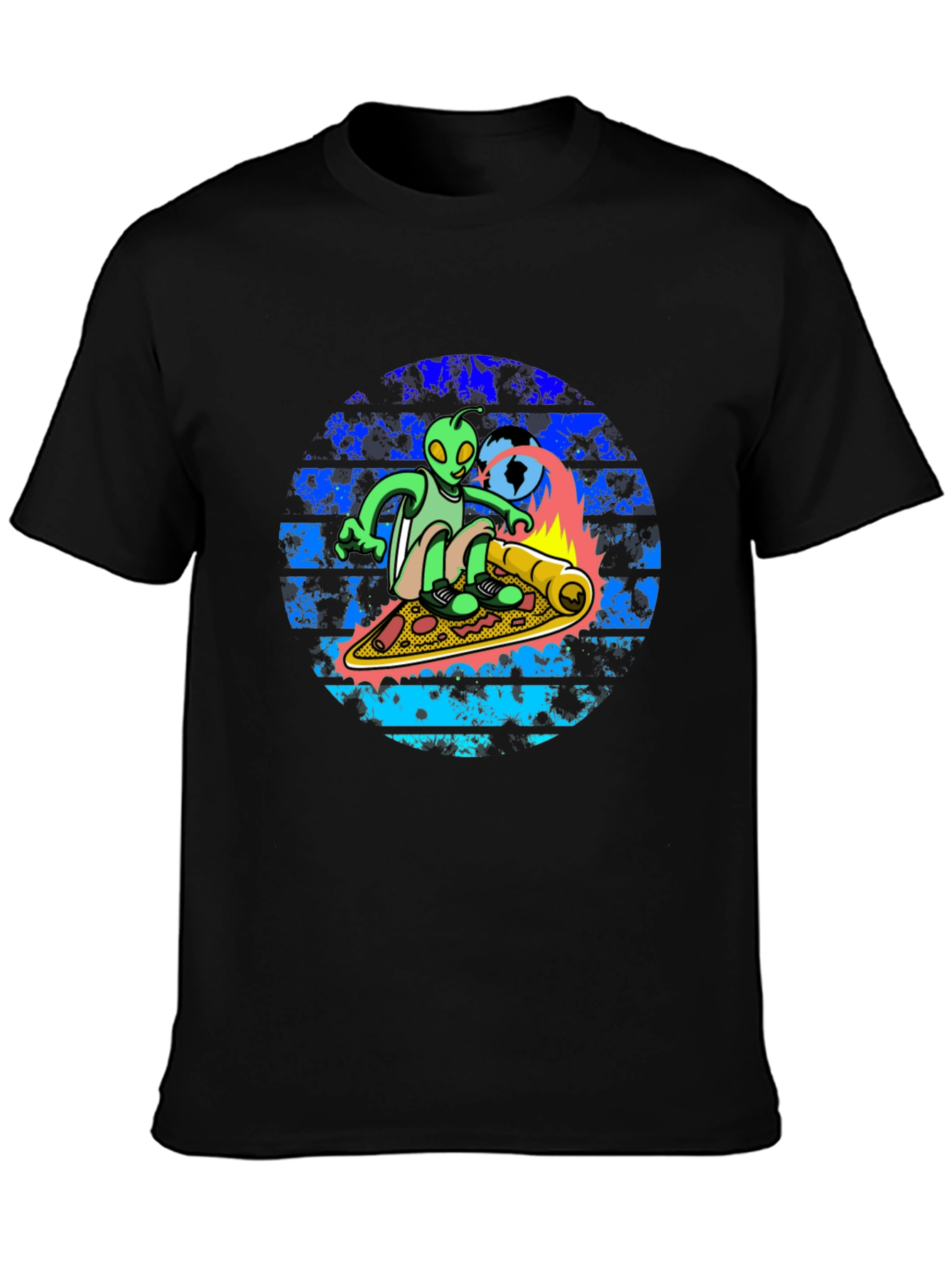 Alien Pizza Surf T-Shirt - Unique Graphic Tee
