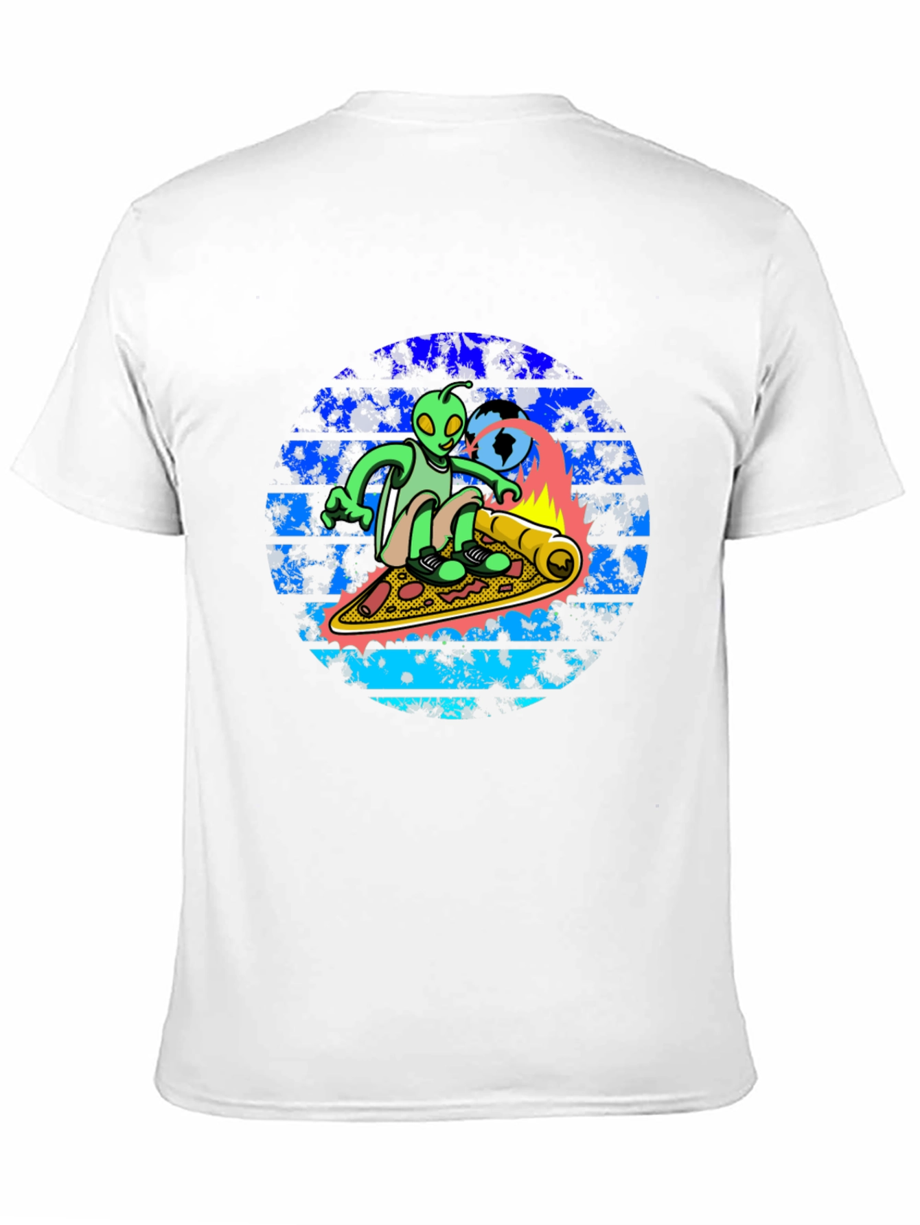 Alien Pizza Surf T-Shirt - Unique Graphic Tee