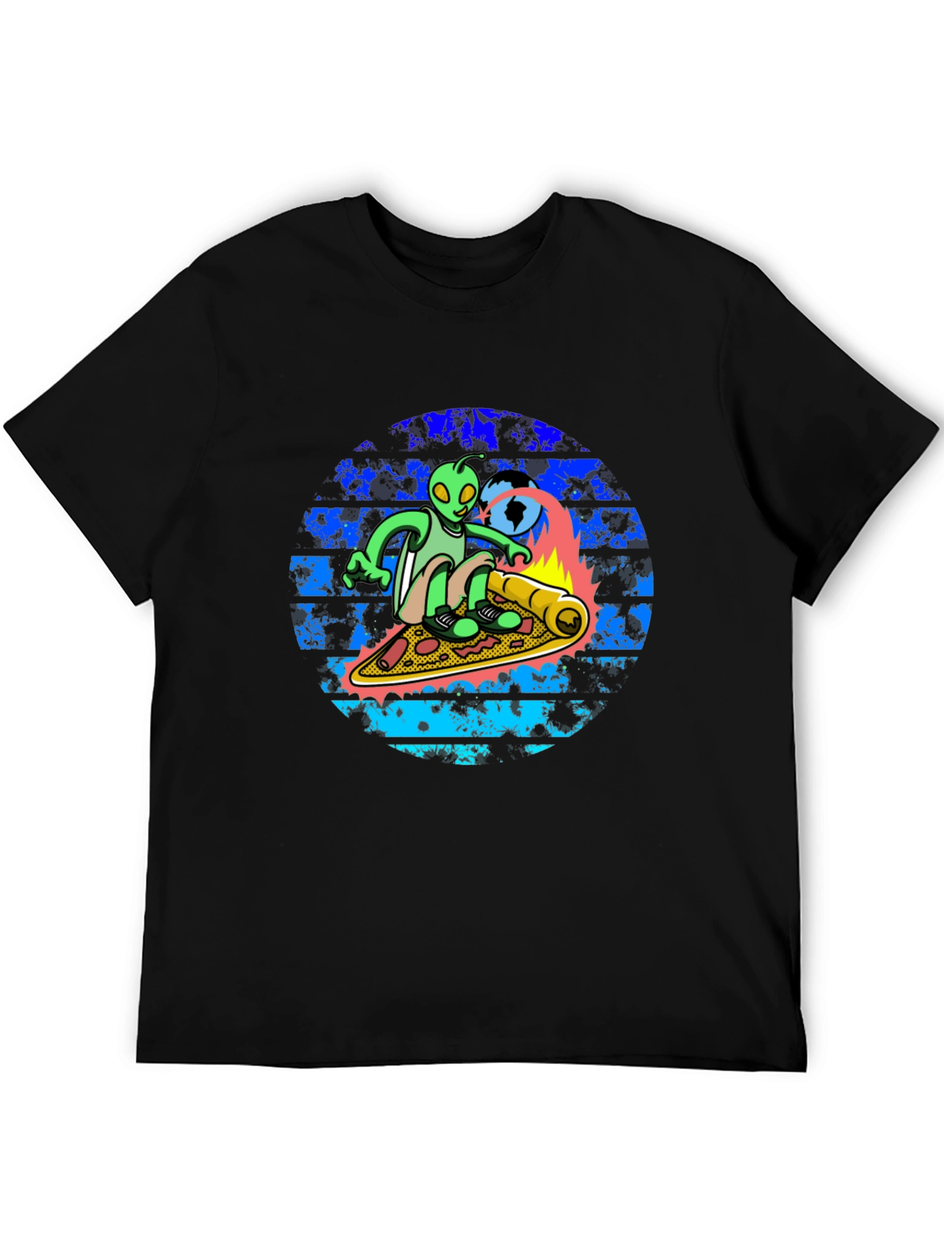 Alien Pizza Surf T-Shirt - Unique Graphic Tee