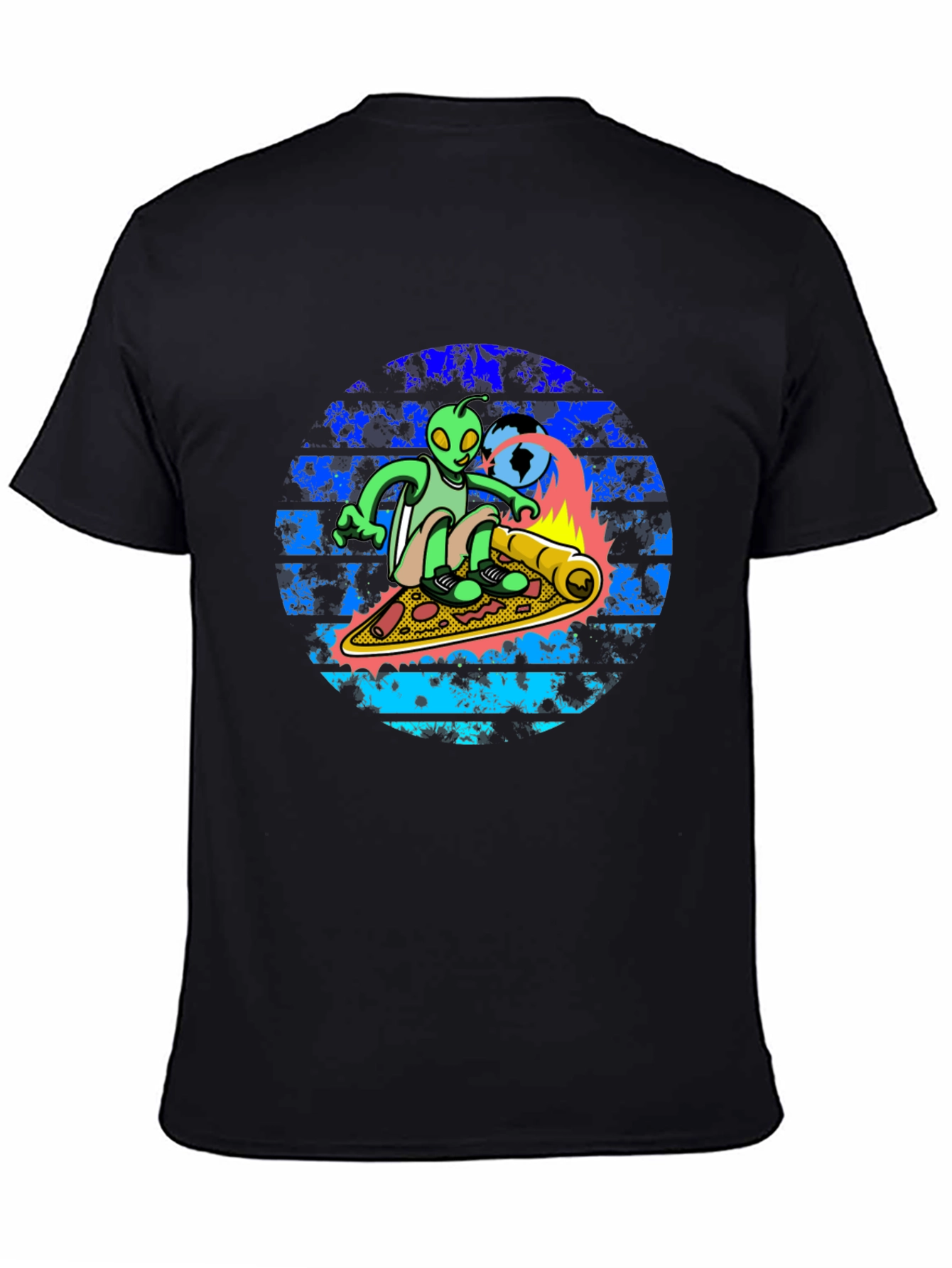 Alien Pizza Surf T-Shirt - Unique Graphic Tee