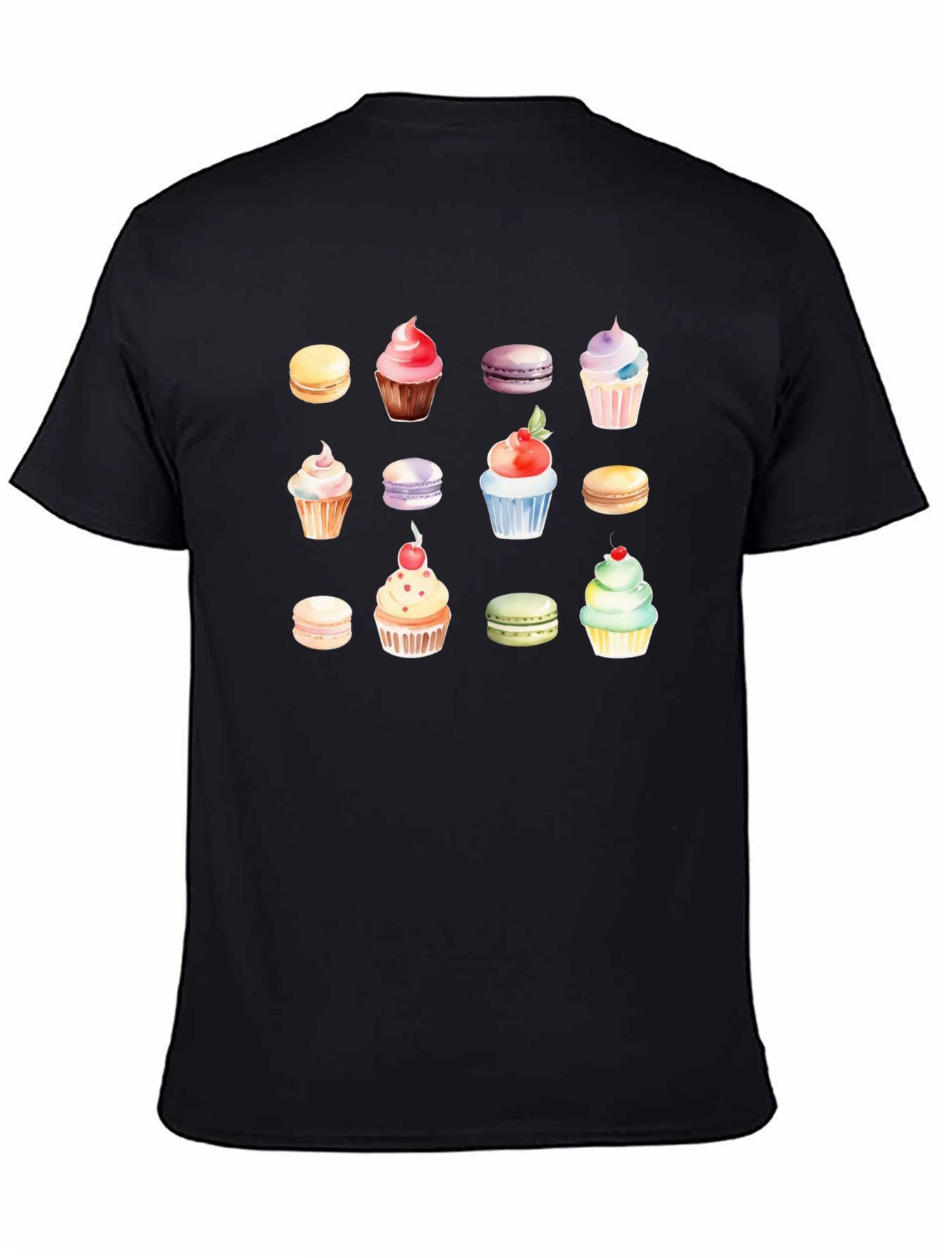 Sweet Treat Tee: Cupcake & Macaron Graphic T-Shirt