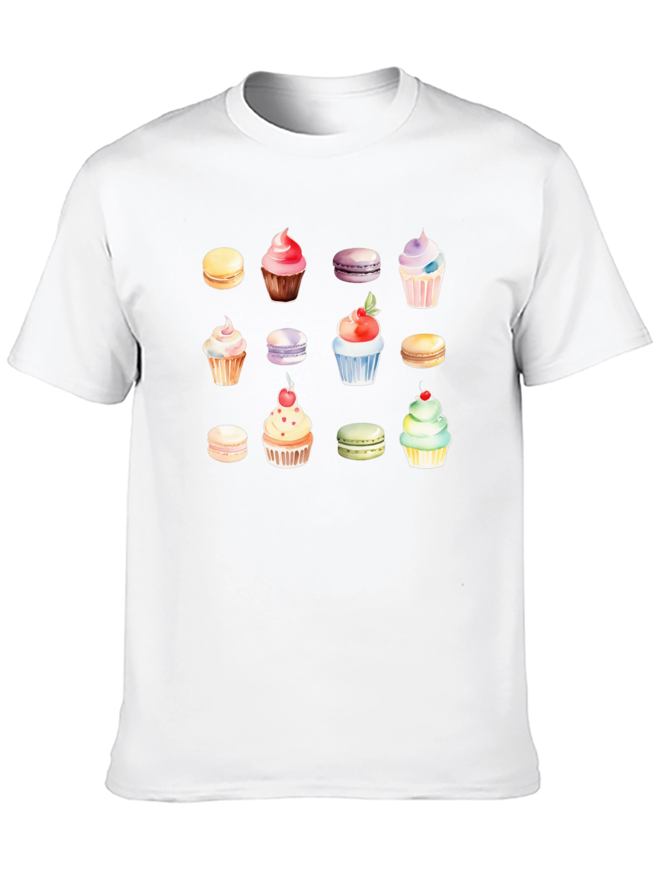 Sweet Treat Tee: Cupcake & Macaron Graphic T-Shirt