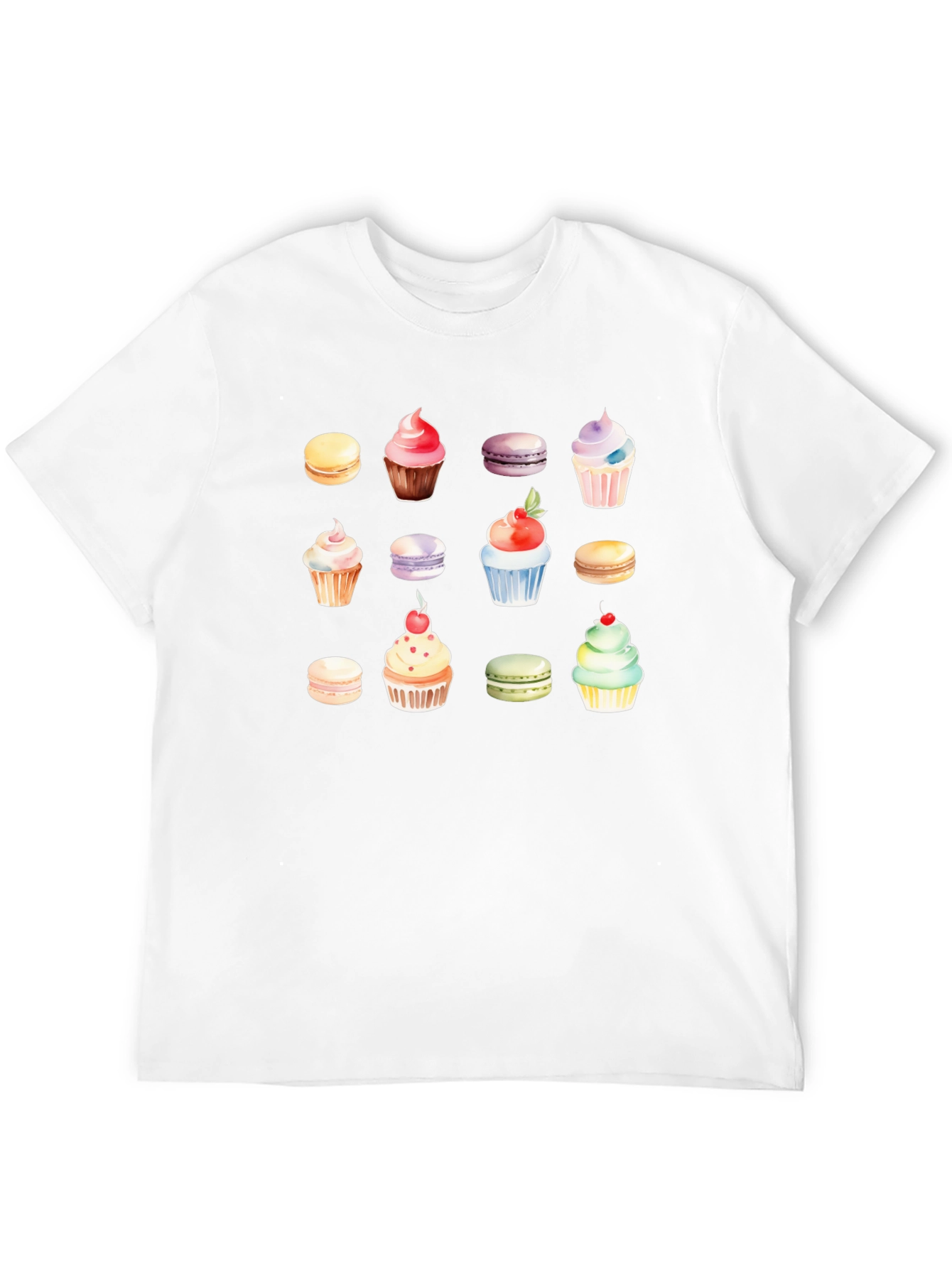 Sweet Treat Tee: Cupcake & Macaron Graphic T-Shirt