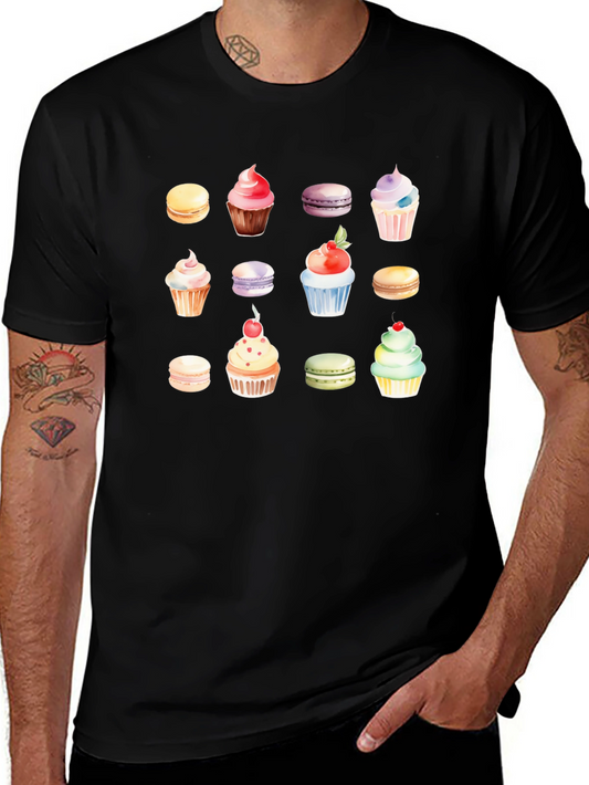 Sweet Treat Tee: Cupcake & Macaron Graphic T-Shirt