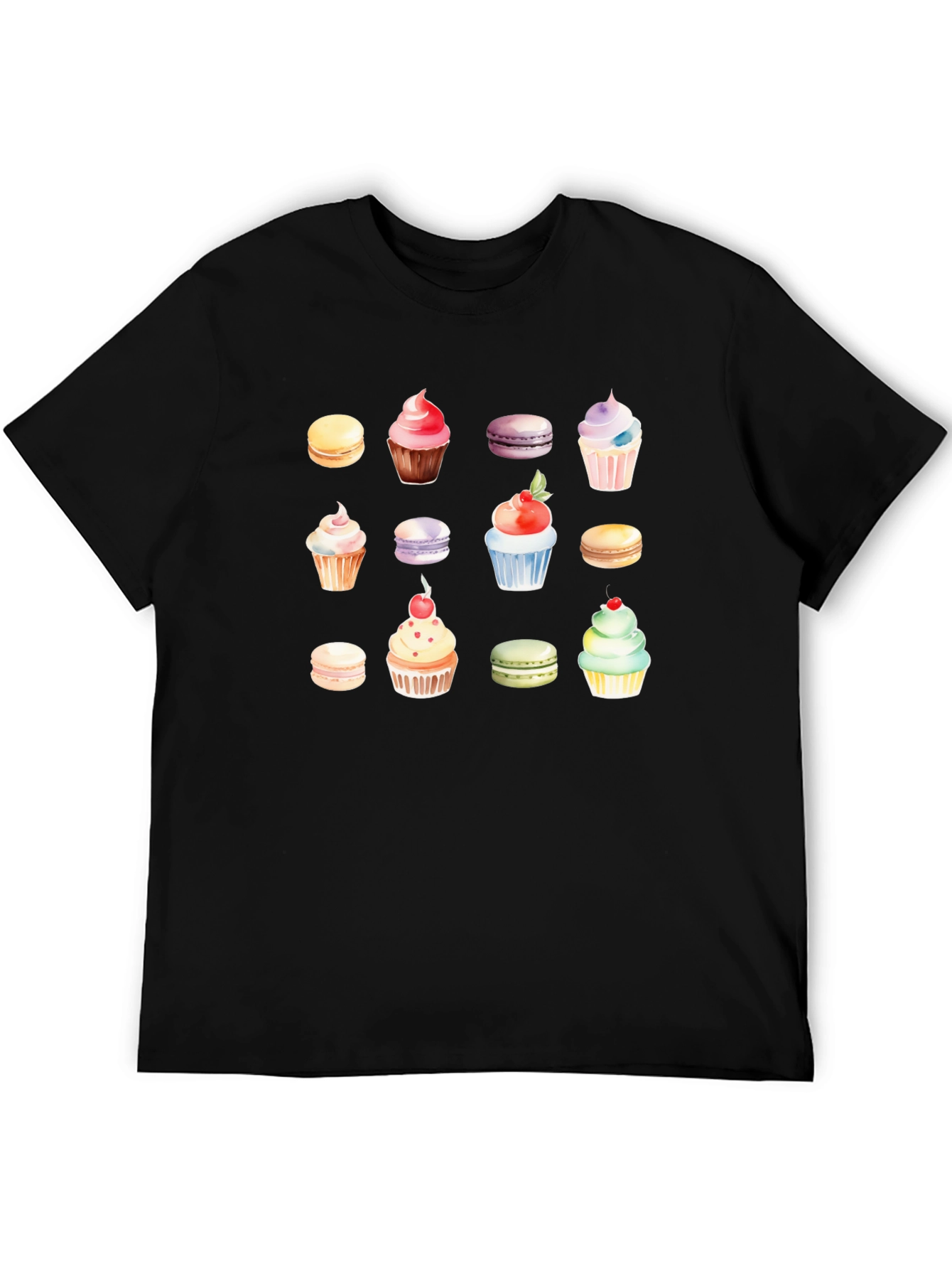 Sweet Treat Tee: Cupcake & Macaron Graphic T-Shirt