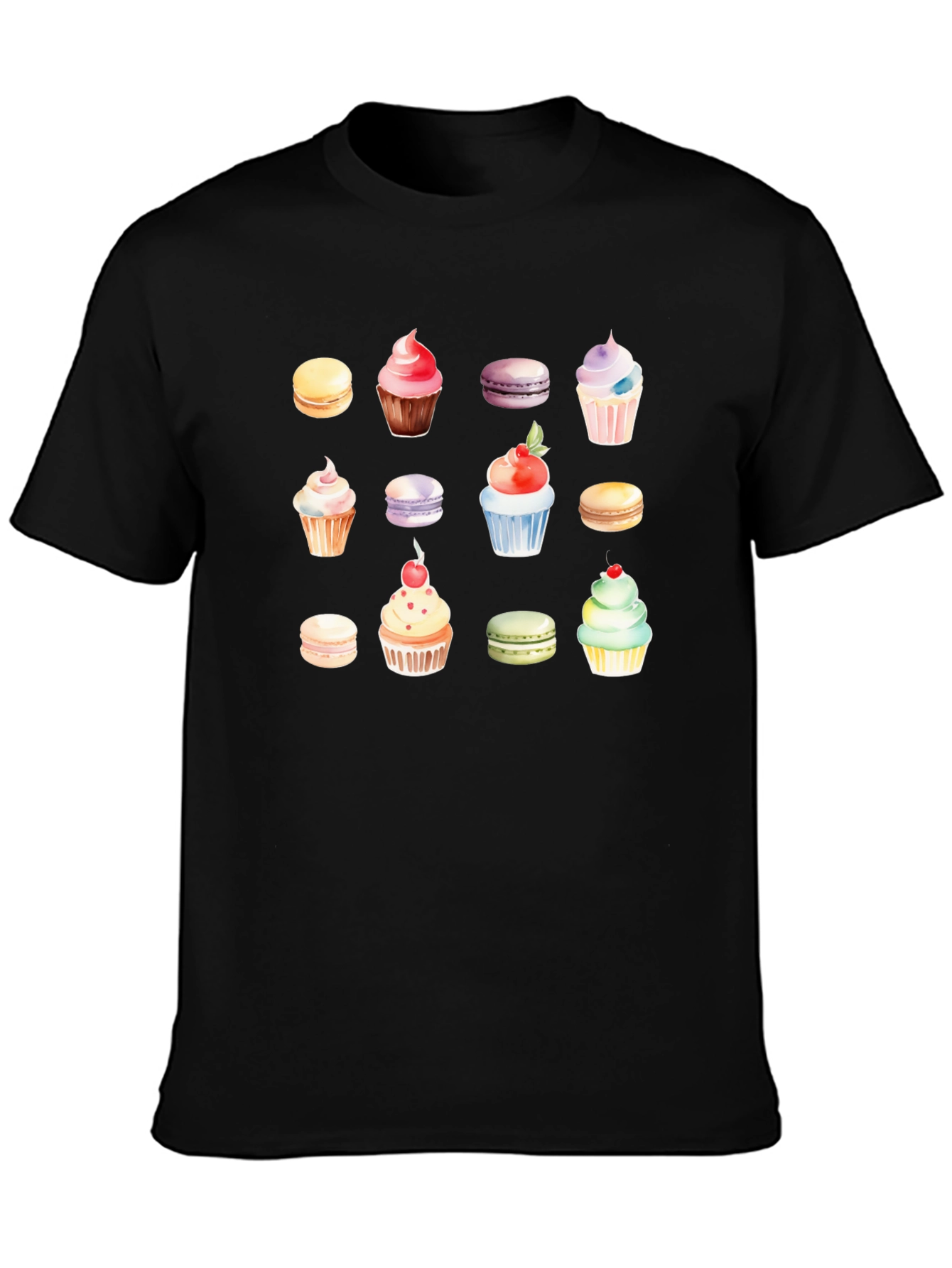 Sweet Treat Tee: Cupcake & Macaron Graphic T-Shirt