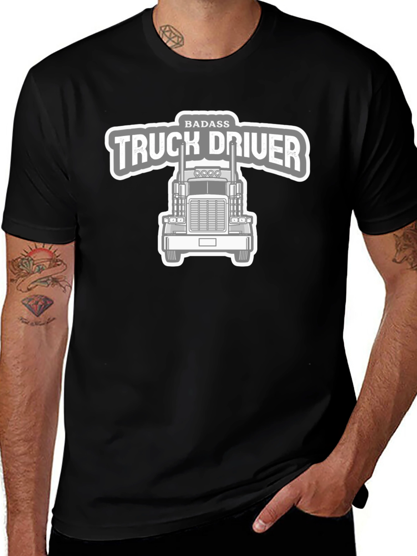 Badass Truck Driver Graphic Tee - Black