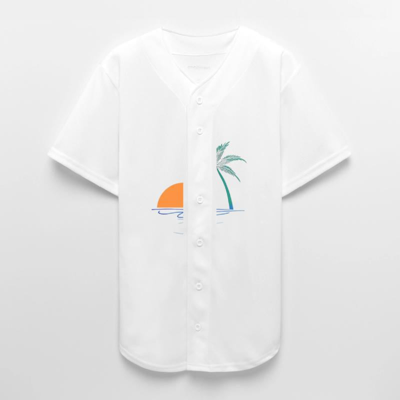 Minimalist Line Drawing Of A Tropical Sunset Scene