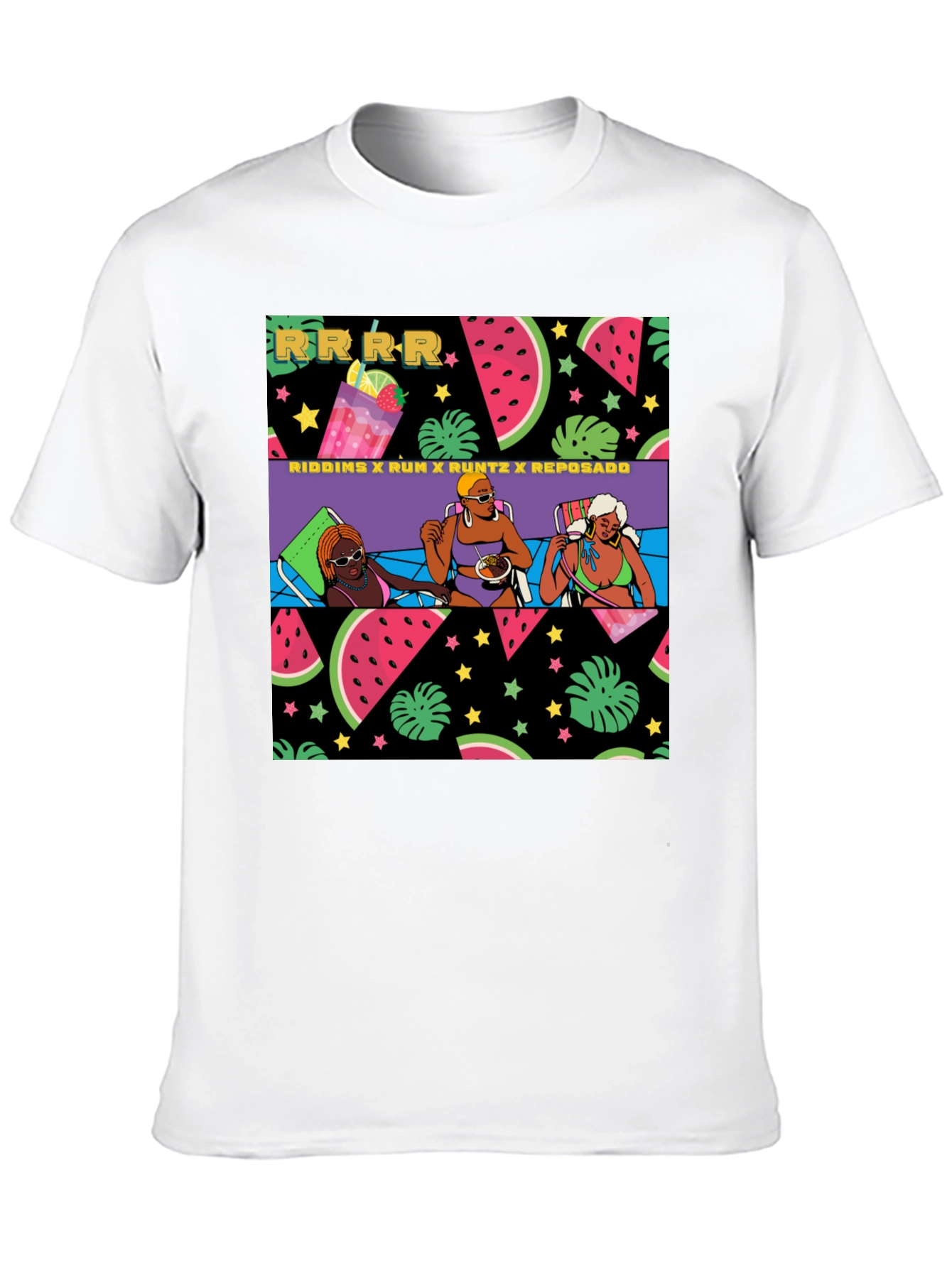 Summer Fun Graphic Print Black T-Shirt