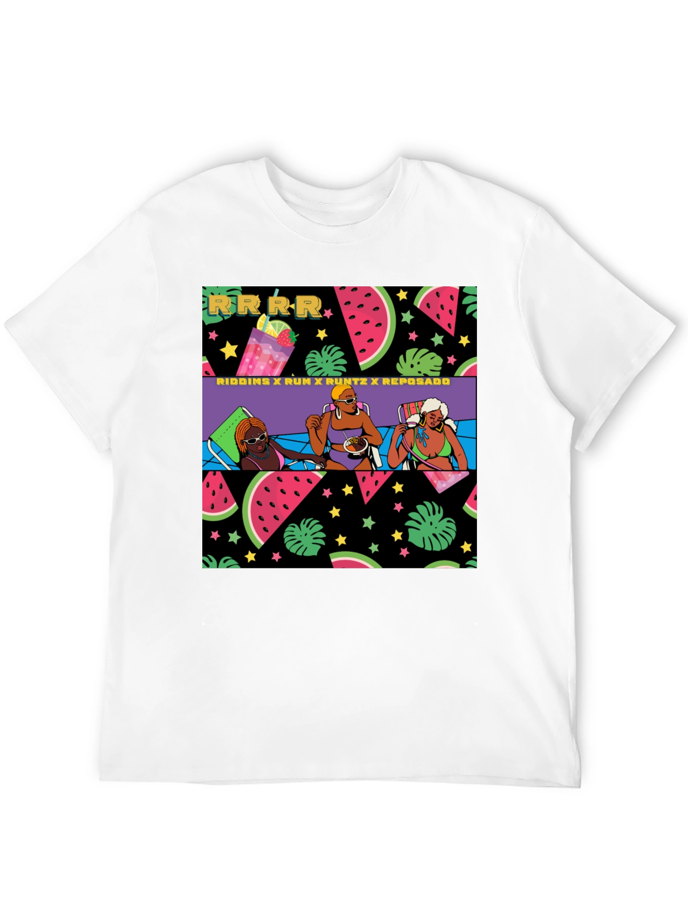 Summer Fun Graphic Print Black T-Shirt