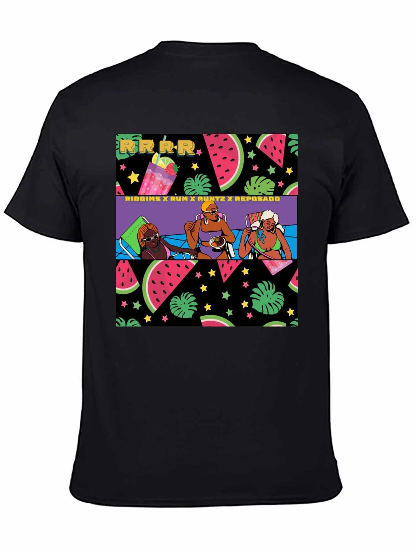 Summer Fun Graphic Print Black T-Shirt