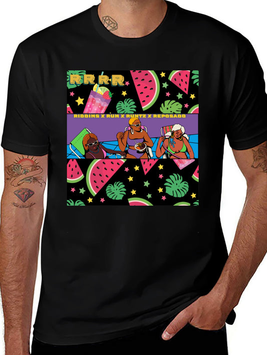 Summer Fun Graphic Print Black T-Shirt