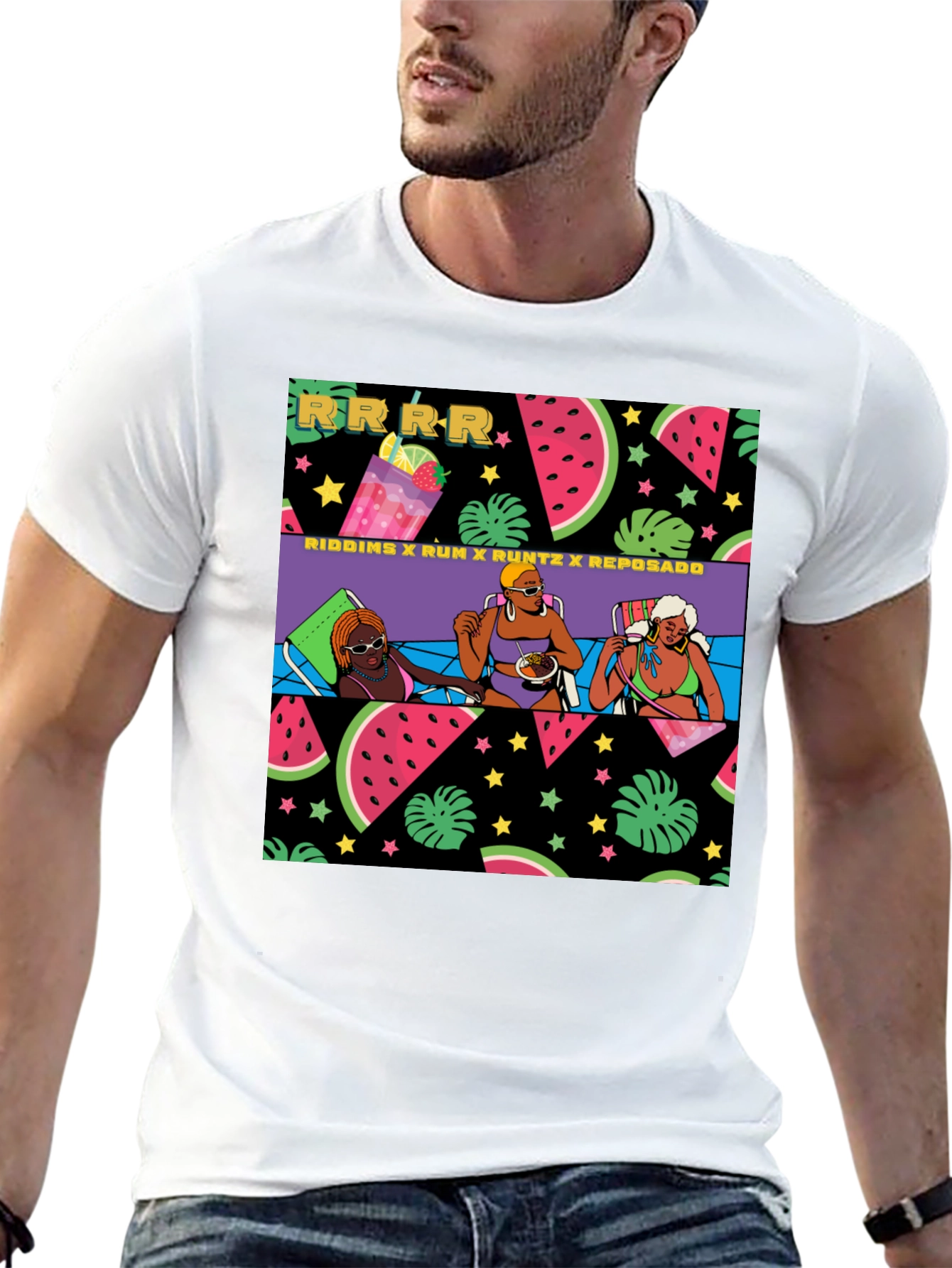 Summer Fun Graphic Print Black T-Shirt