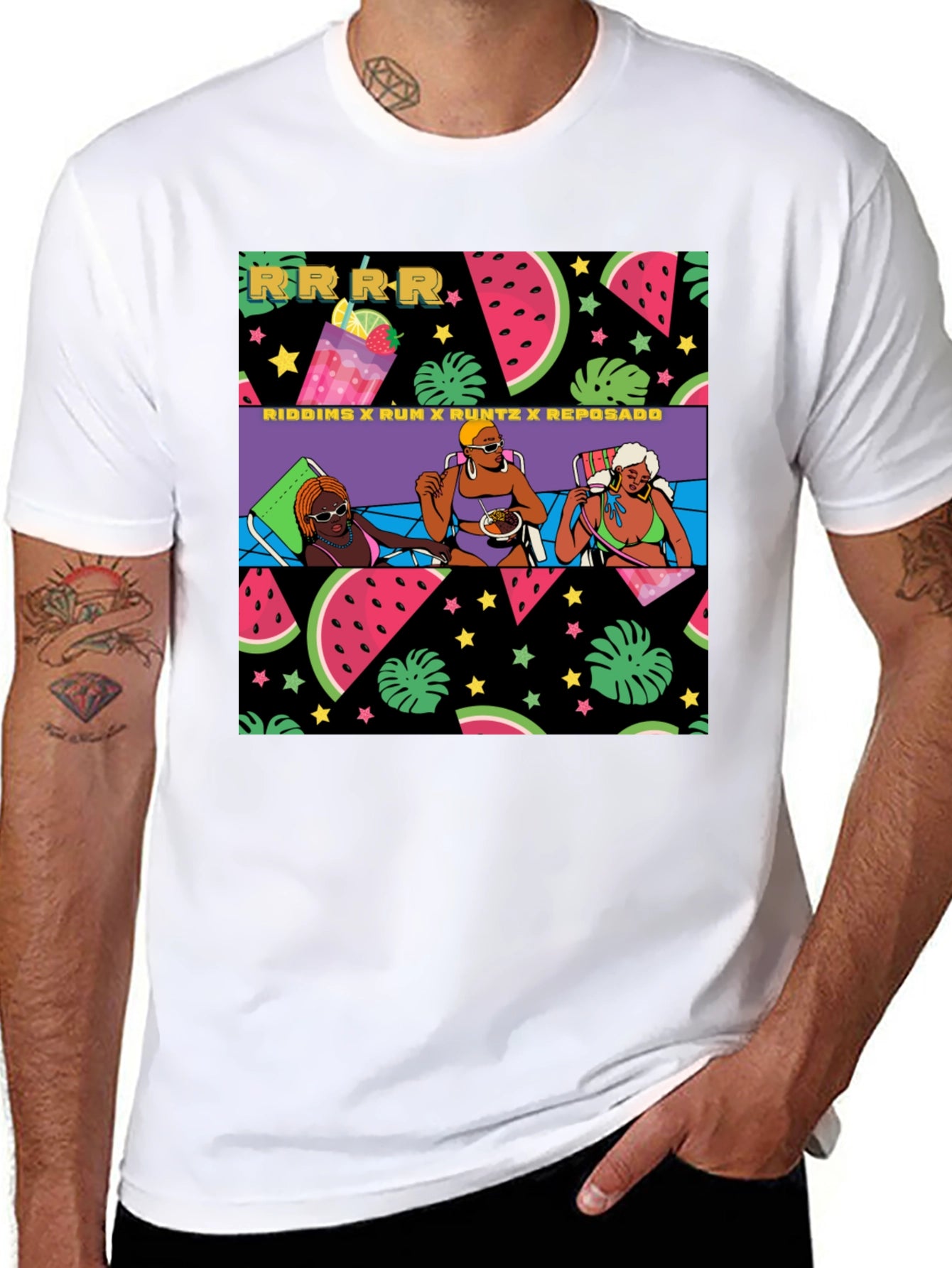 Summer Fun Graphic Print Black T-Shirt
