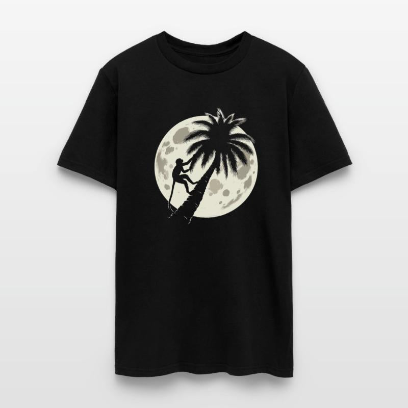 Monkey in a Palm Tree under a crescent moon