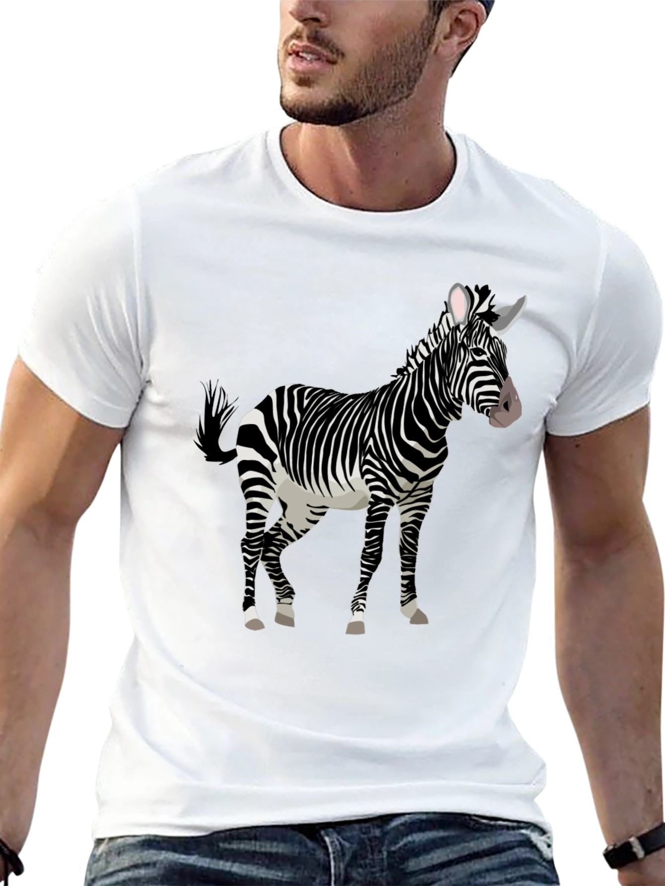 Zebra Graphic Print Black Tee Shirt