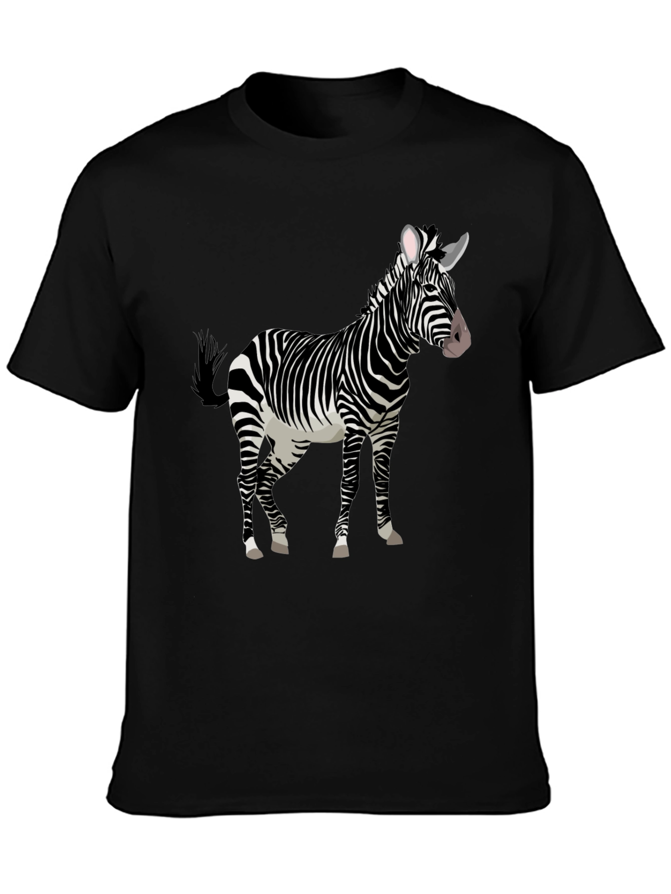 Zebra Graphic Print Black Tee Shirt