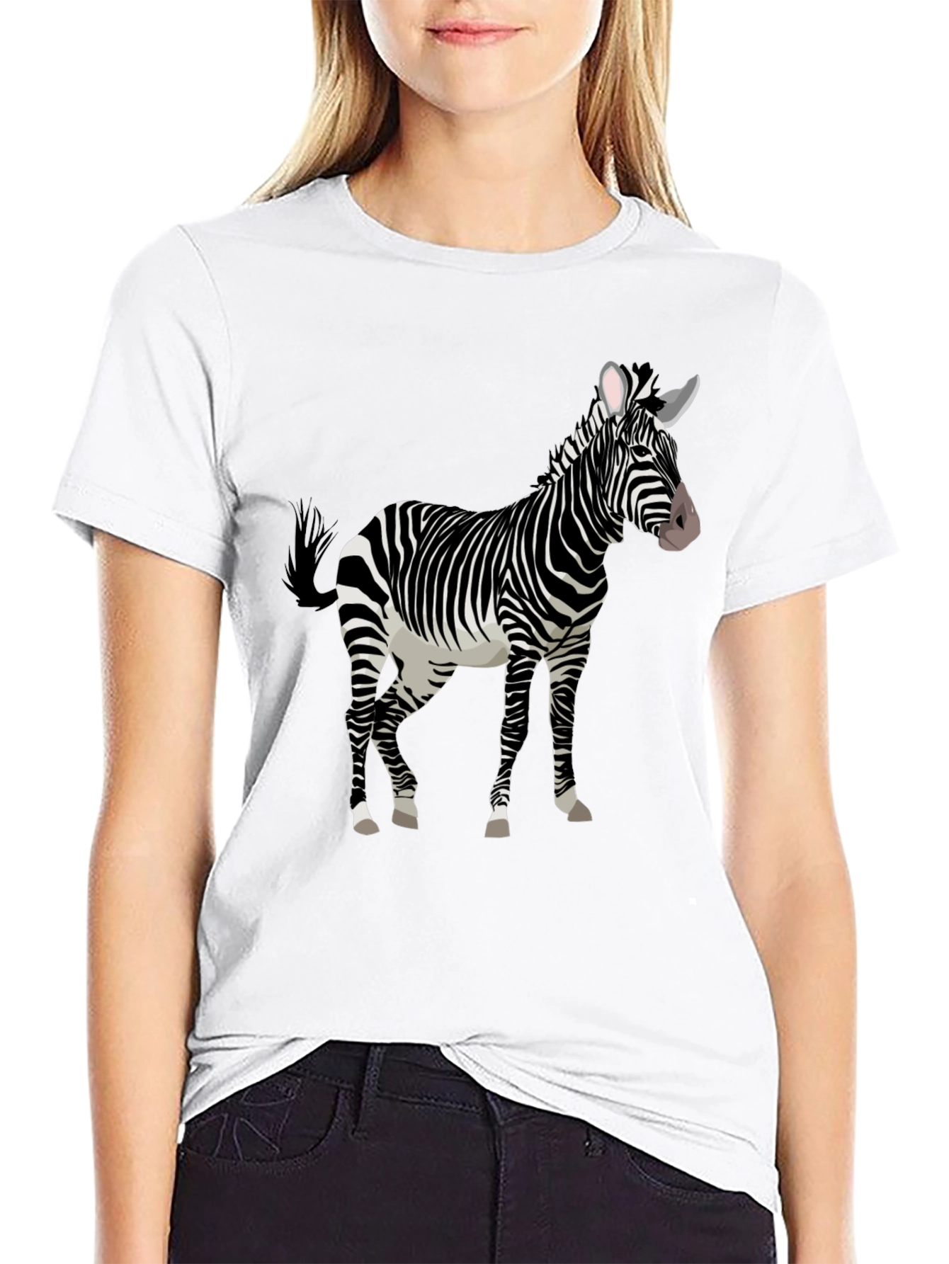 Zebra Graphic Print Black Tee Shirt